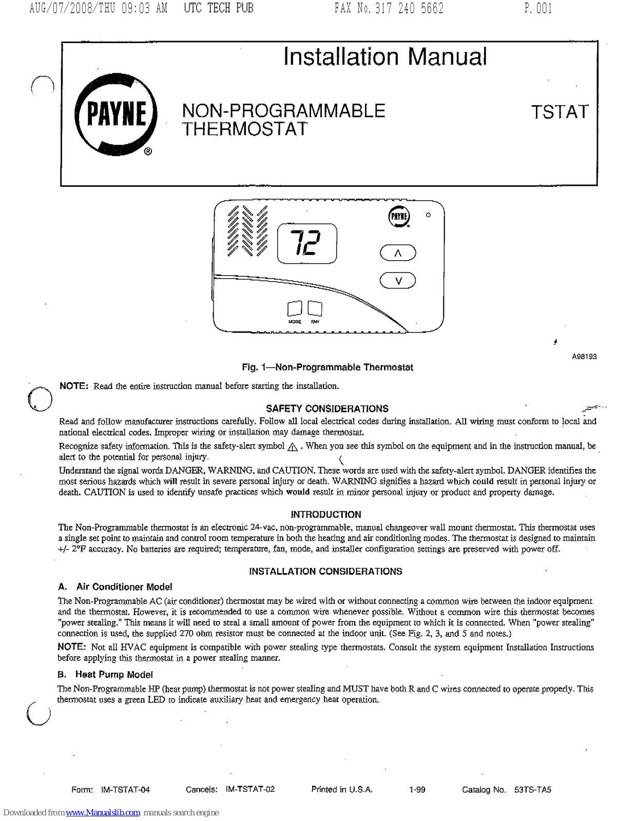 Carrier TSTAT, 24ABC6, 24ABB3, 58phb, 58phy Installation Manual - ManualMachine.com