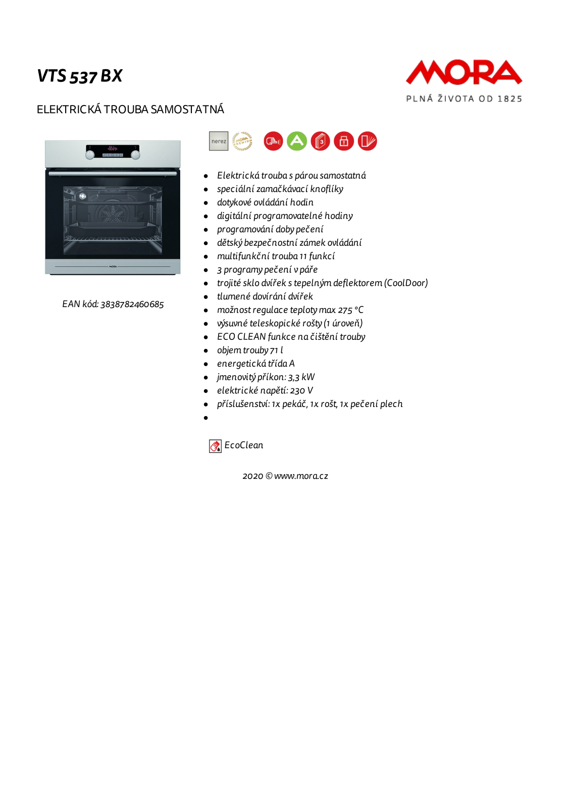 Mora VTS537BX Product sheet