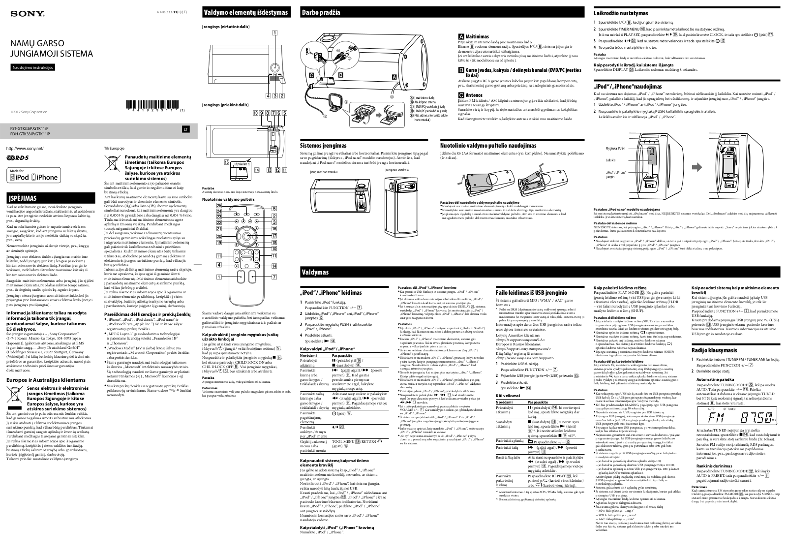 Sony RDH-GTK11iP User Manual