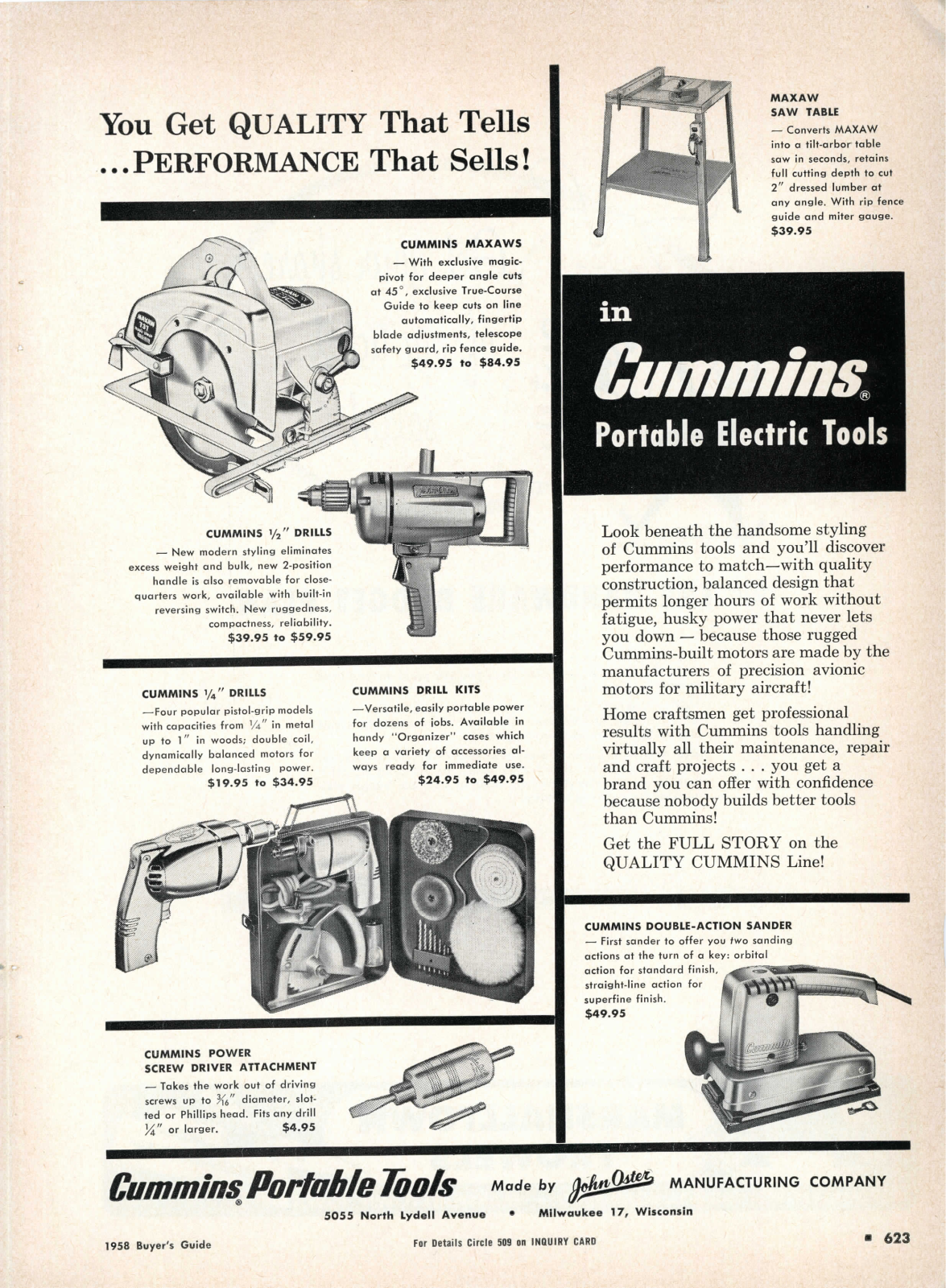 John Oster Manufacturing Cummins Portable Electric Tools General Line Catalogs - ManualMachine.com