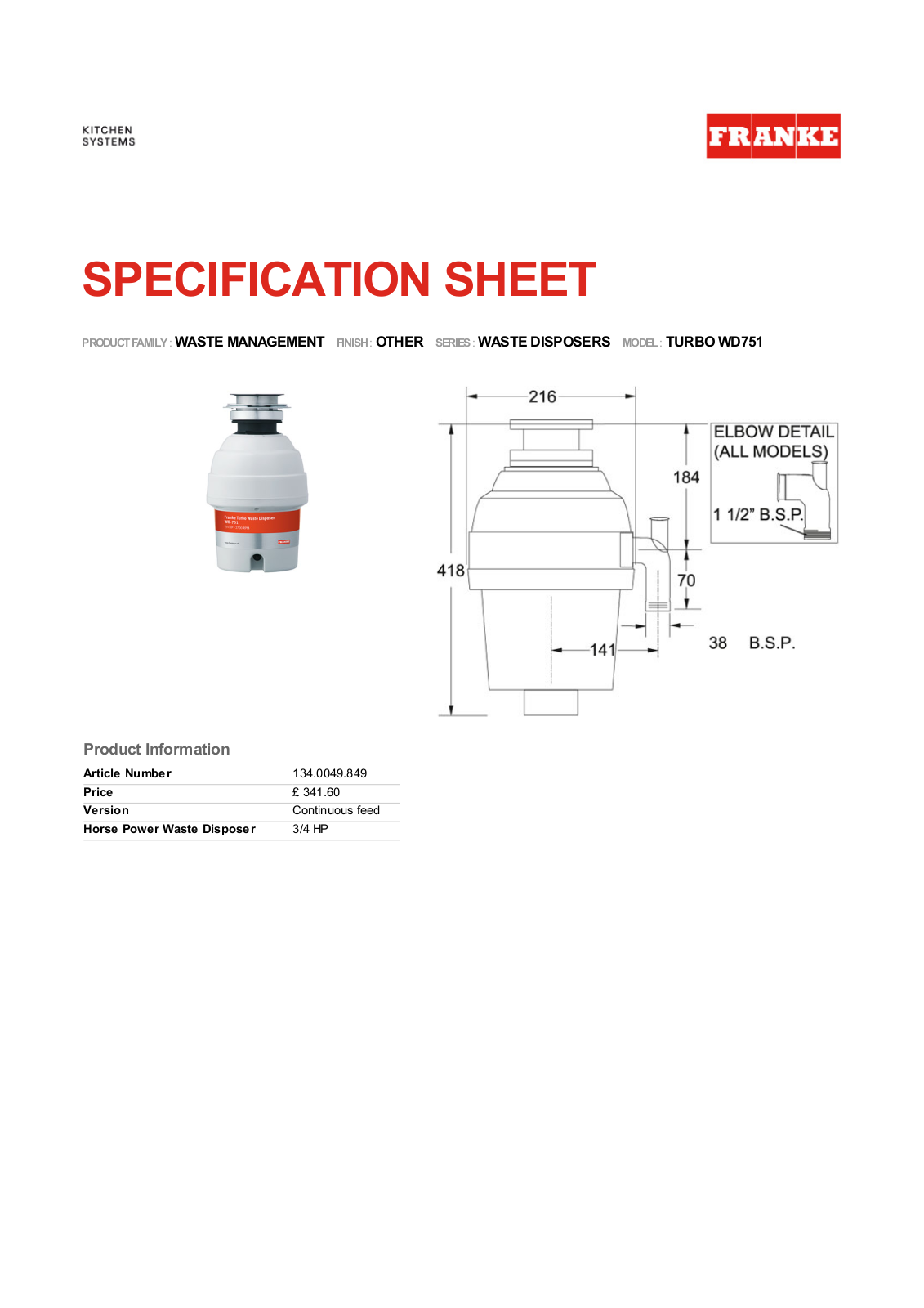 Franke Foodservice WD751 User Manual