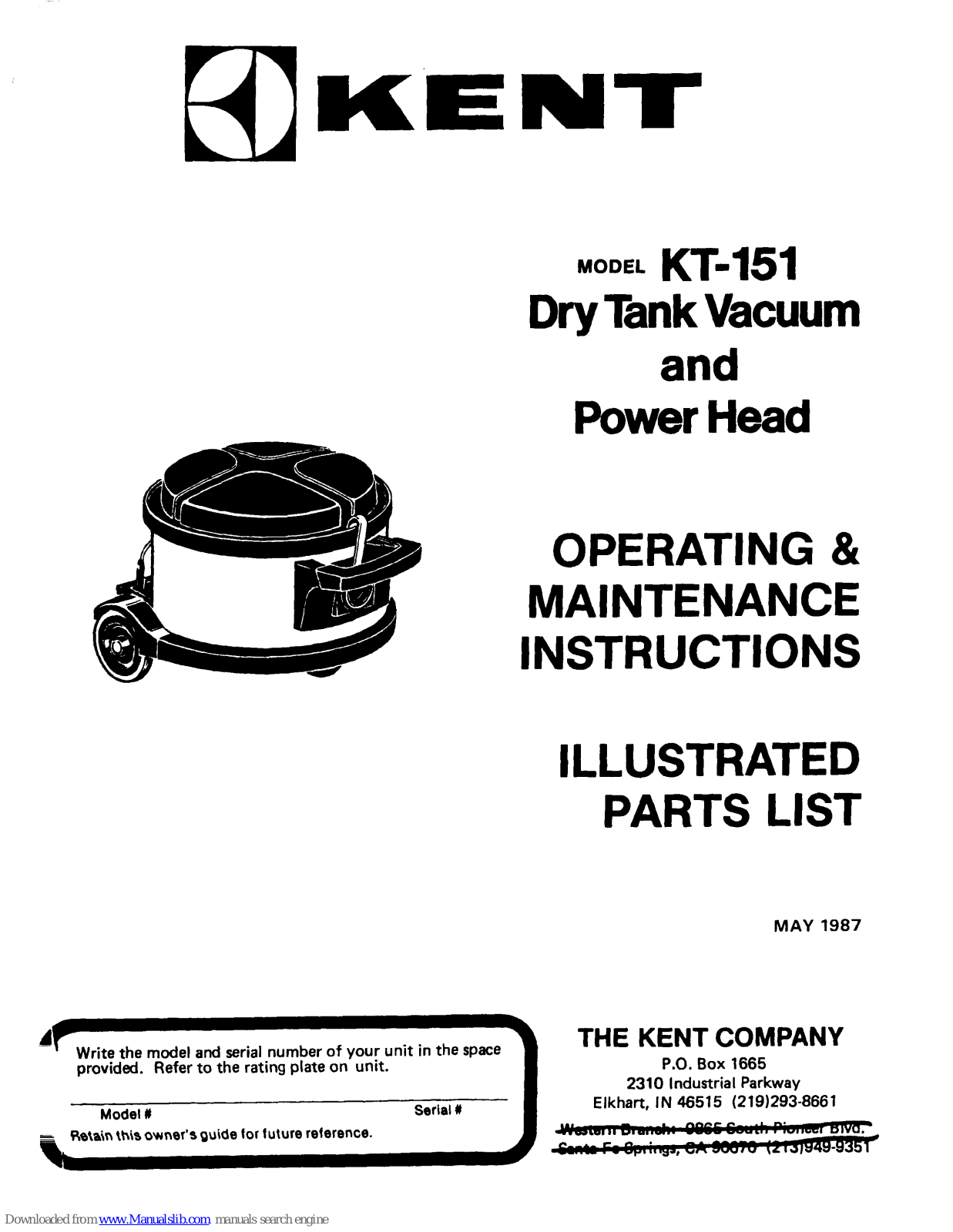 KENT KT-151 Operating & Maintenance Instructions - ManualMachine.com