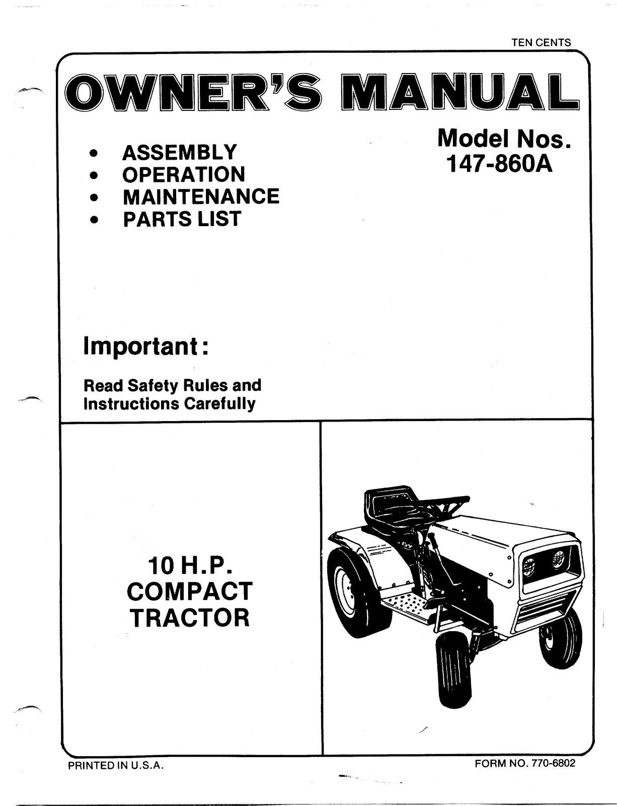 MTD 147-860A User Manual