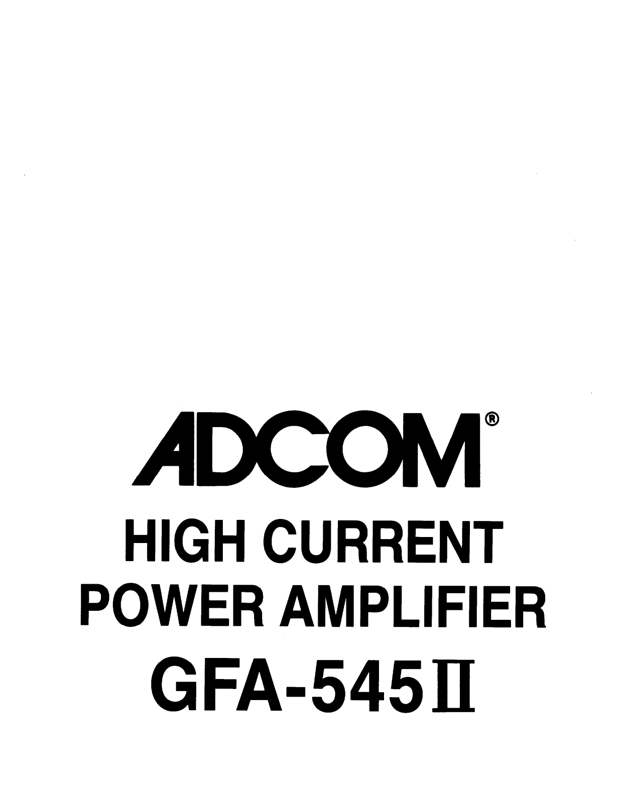 Adcom GFA-545-II Owners Manual