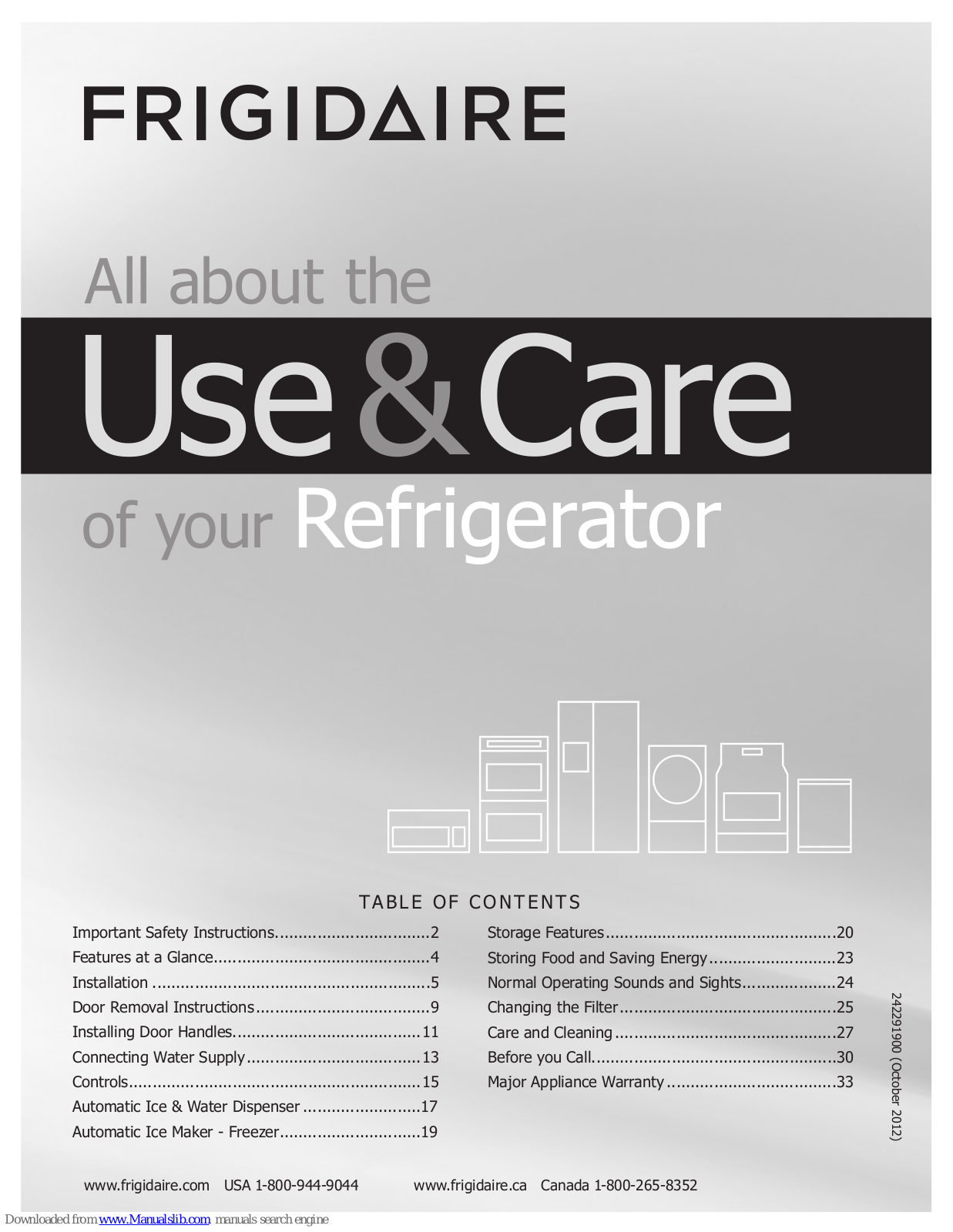 Frigidaire FFHT10F2LV, FFHT2126PQ, FGHB2866PE, FGHB2866PP, FGHF2366PF Use And Care Manual