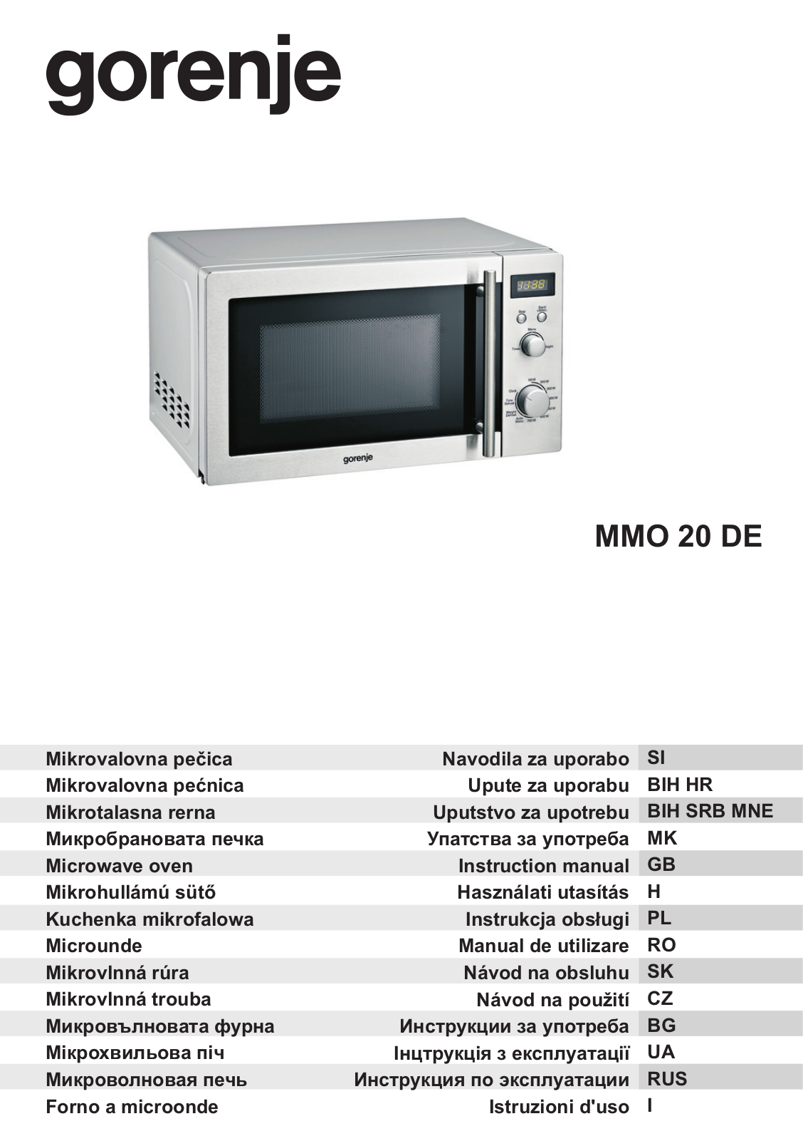 Gorenje MMO 20 DEUR User Manual