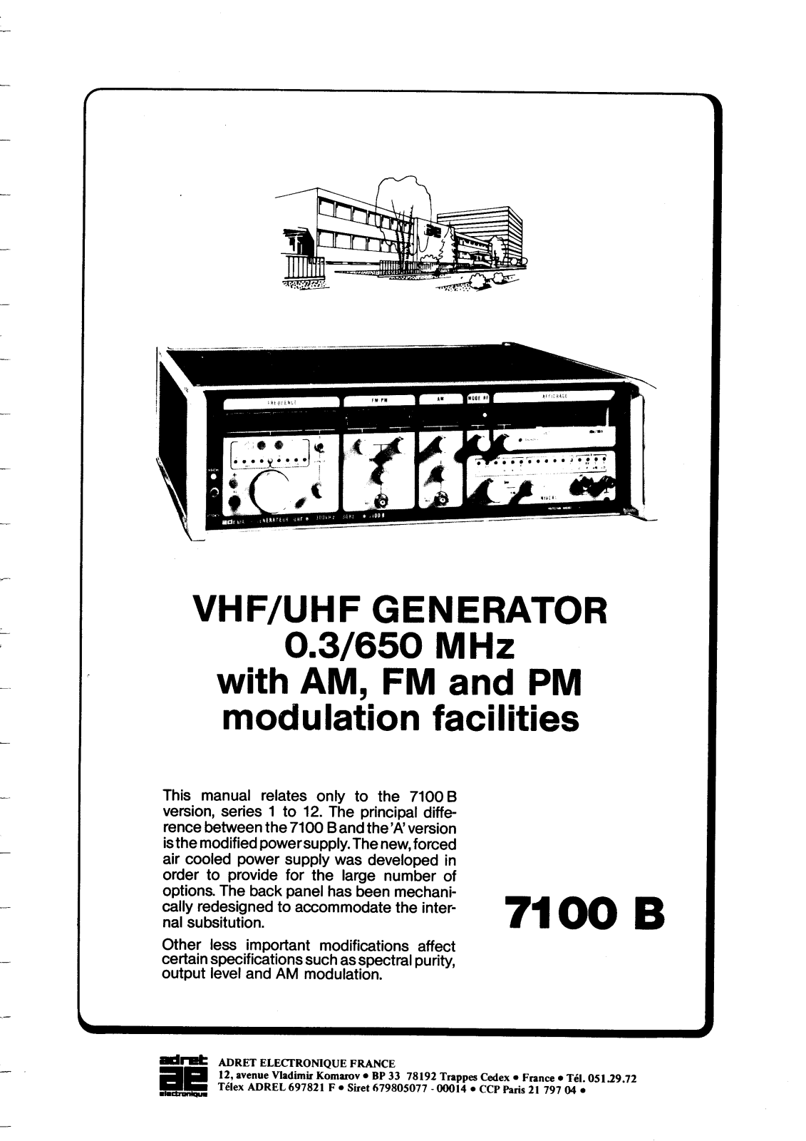 Adret Electronique 7100 B User Manual