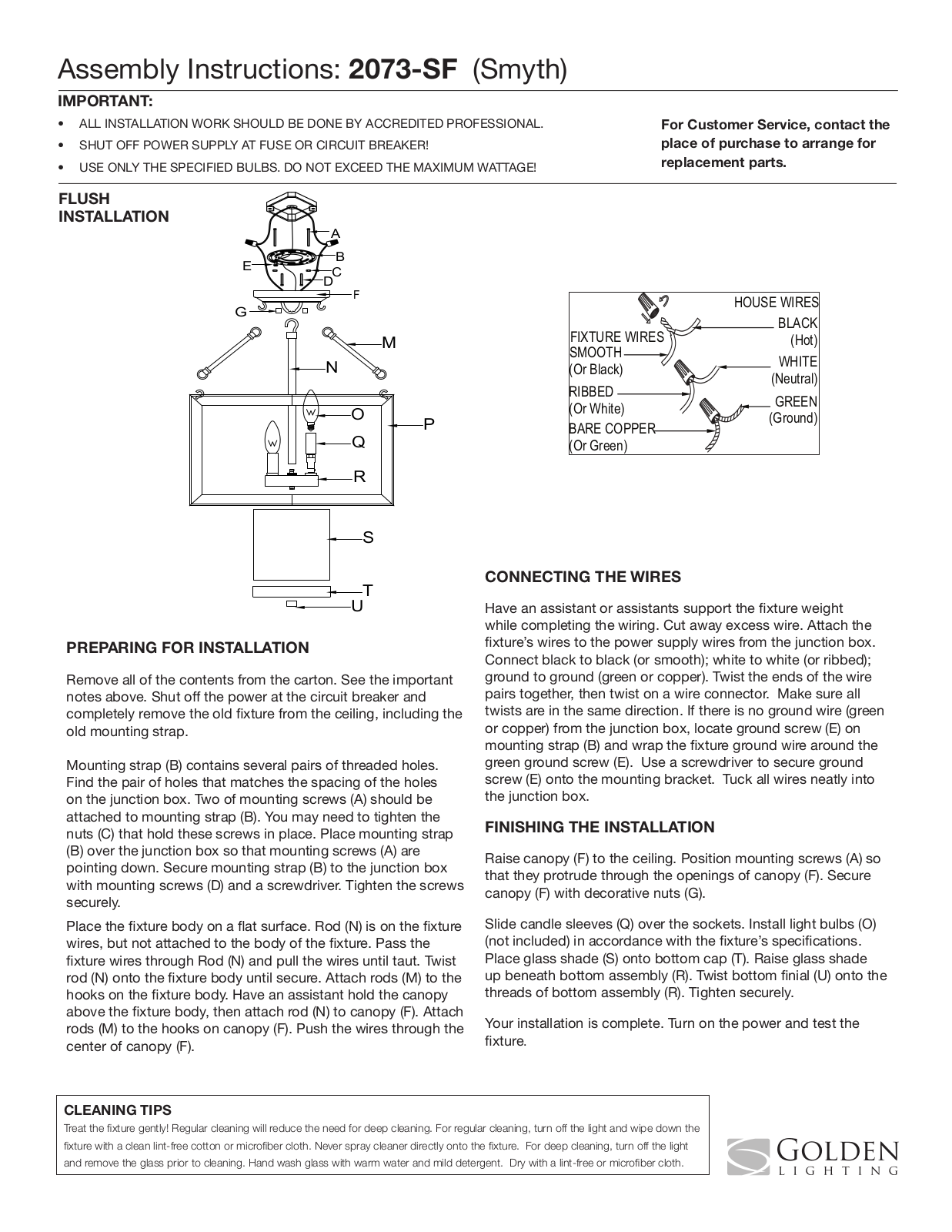 Golden Lighting 2073-SF WG User Manual