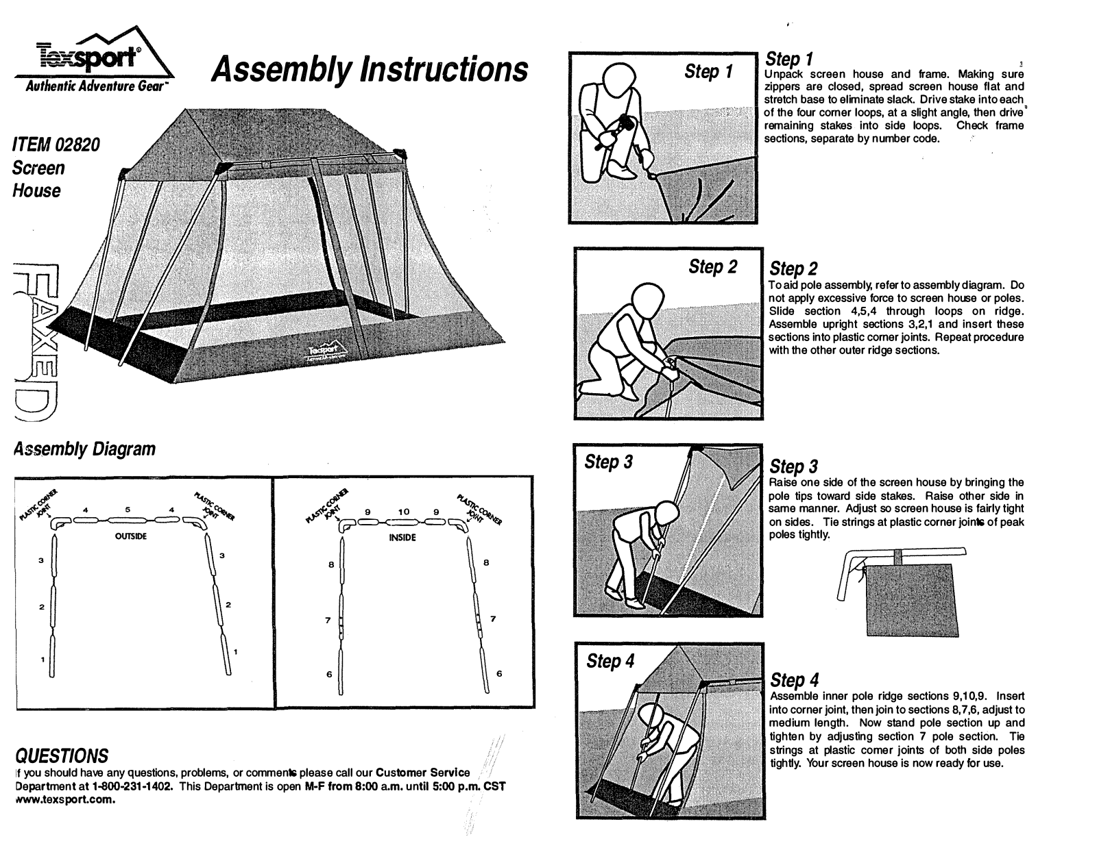 Texsport 02820 Assembly Instruction Manual