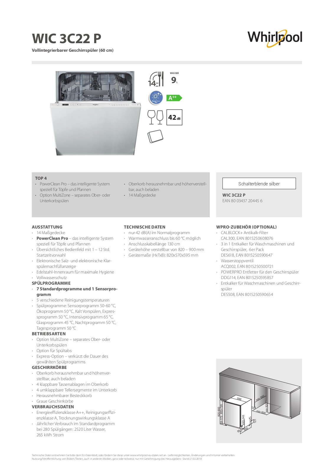 Whirlpool WIC 3C22 P User Manual