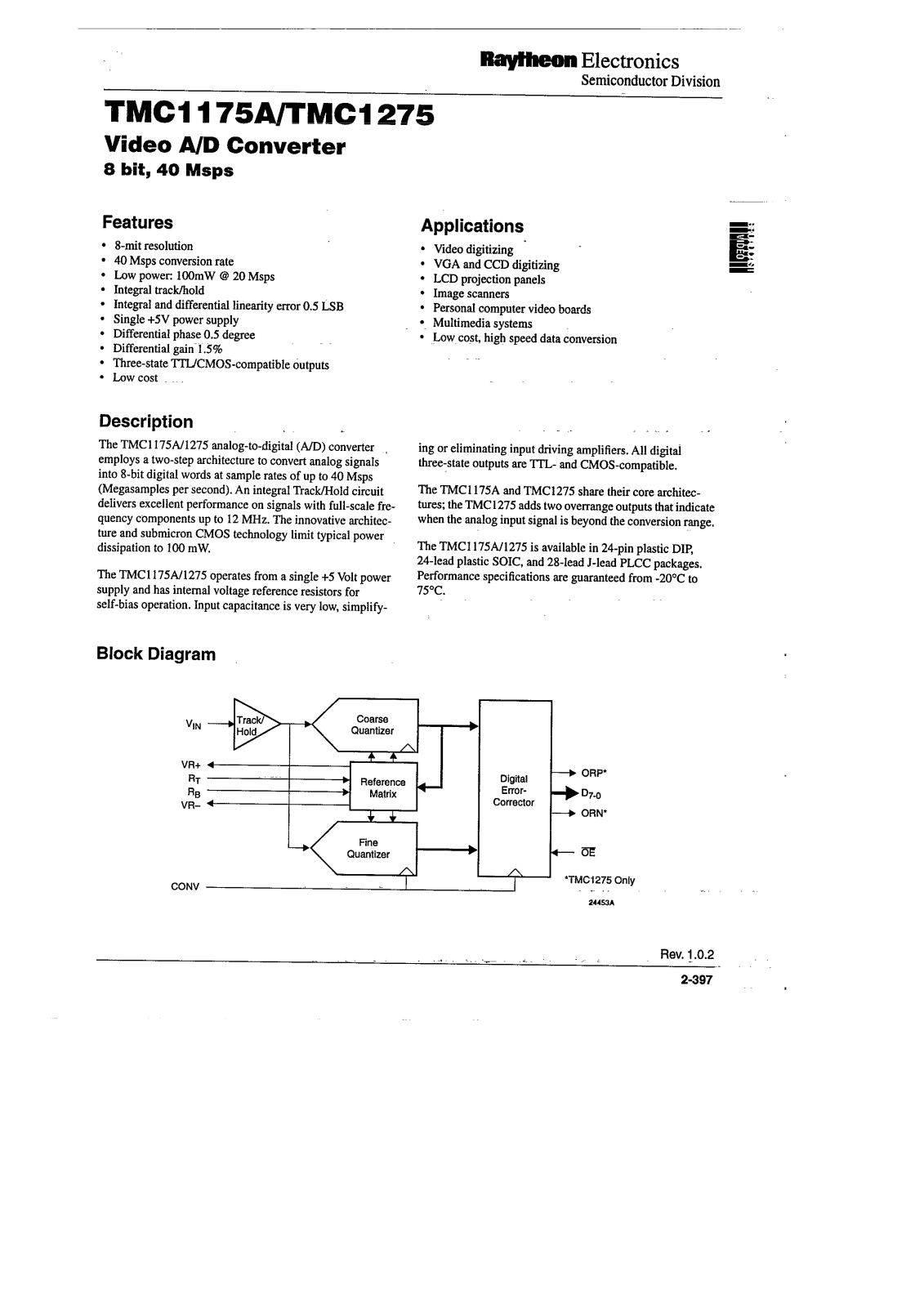 Fairchild Semiconductor TMC1175AM7C20 Datasheet