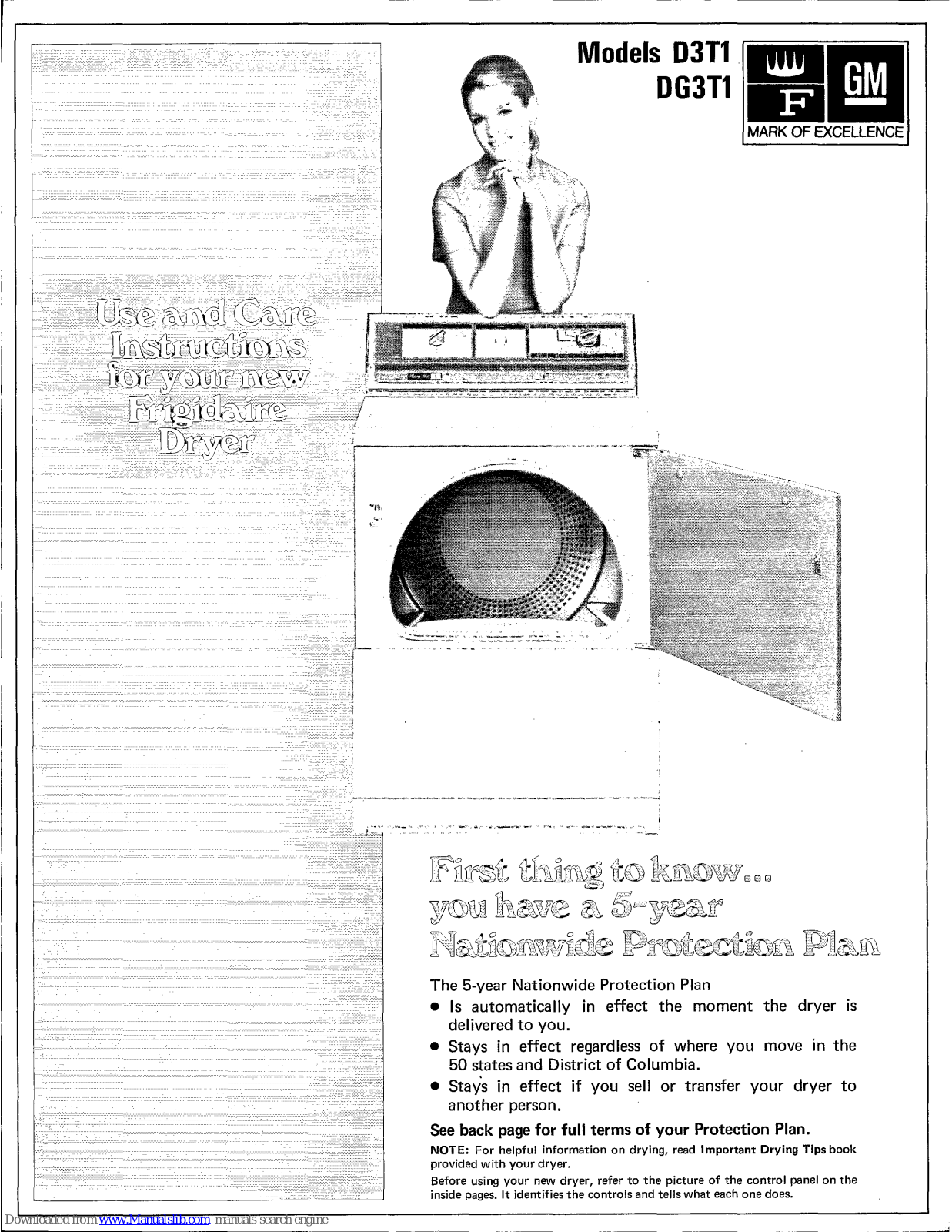 Frigidaire D3T1, DG3T1 Use And Care Instruction