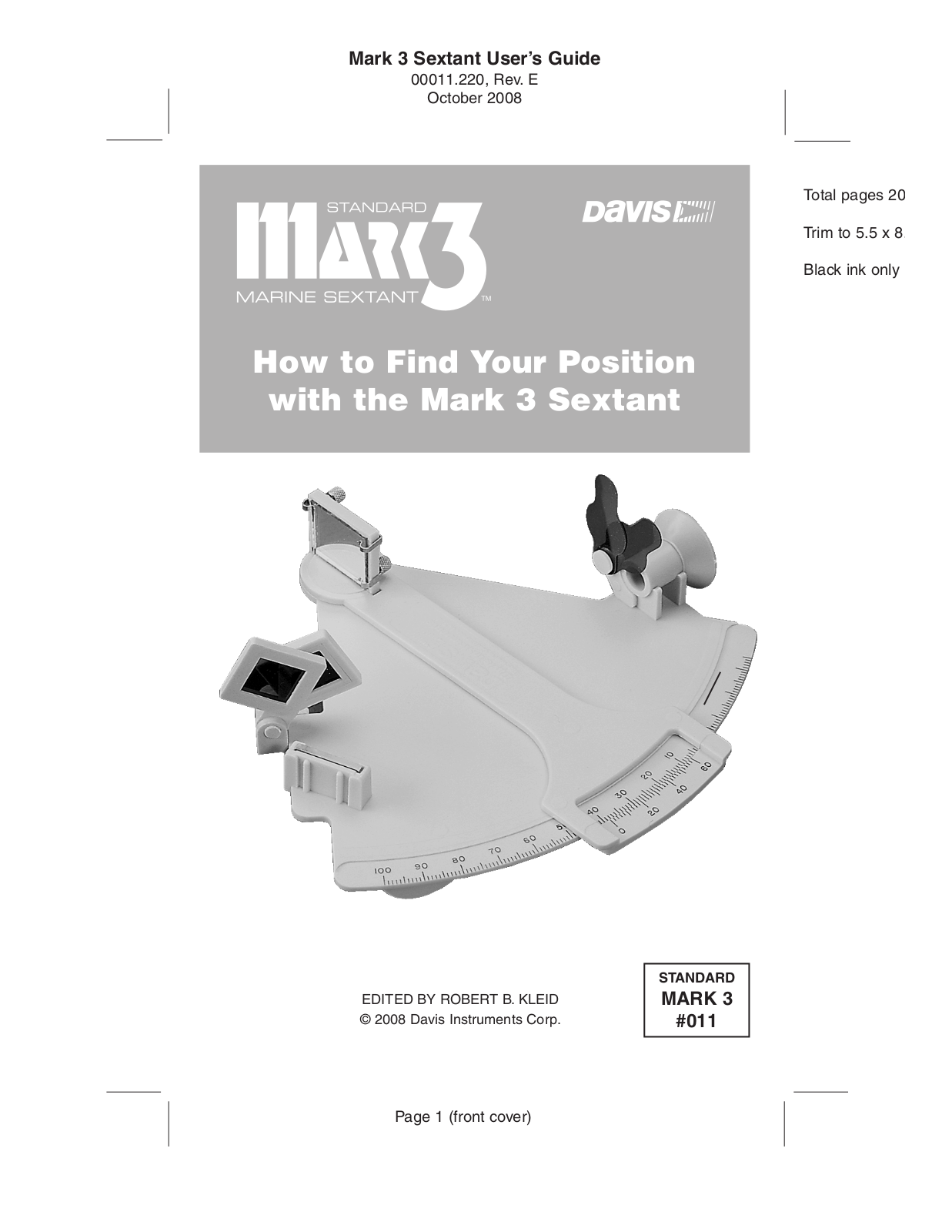 DAVIS Mark 3 Sextant User Manual