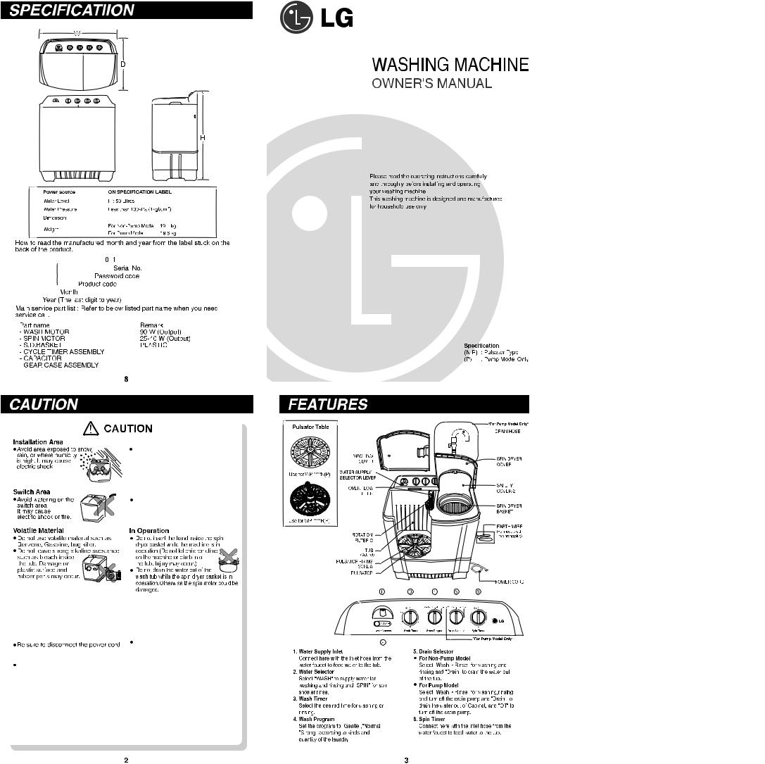 LG WP-750NP Owner's Manual