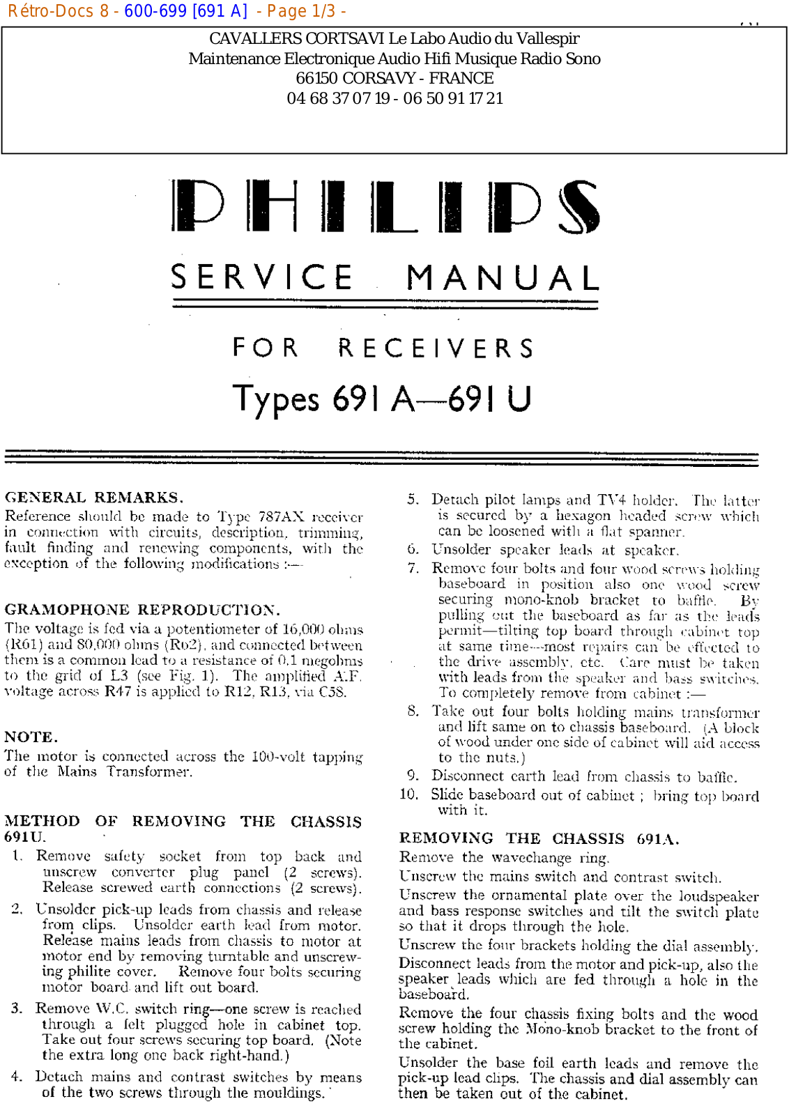 Philips 691 a Datasheet - ManualMachine.com