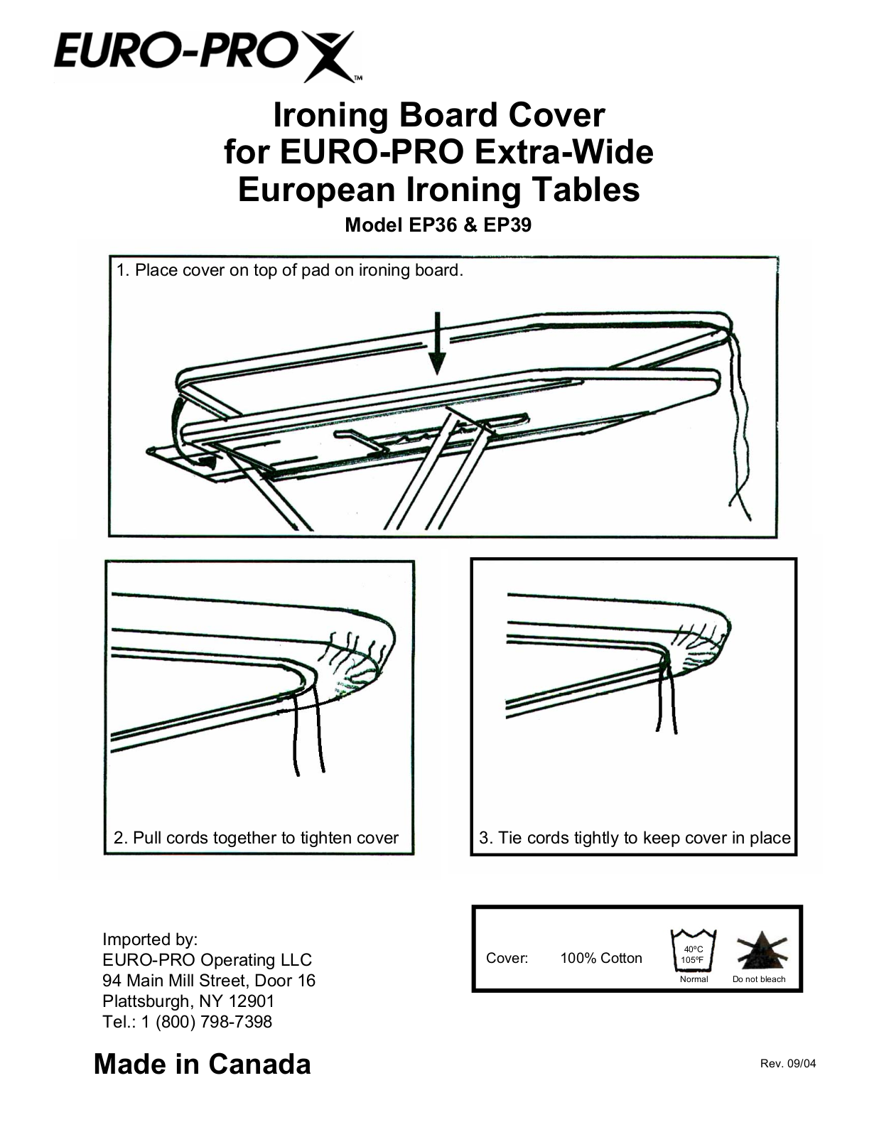 Euro-Pro EP36, EP39 User Manual