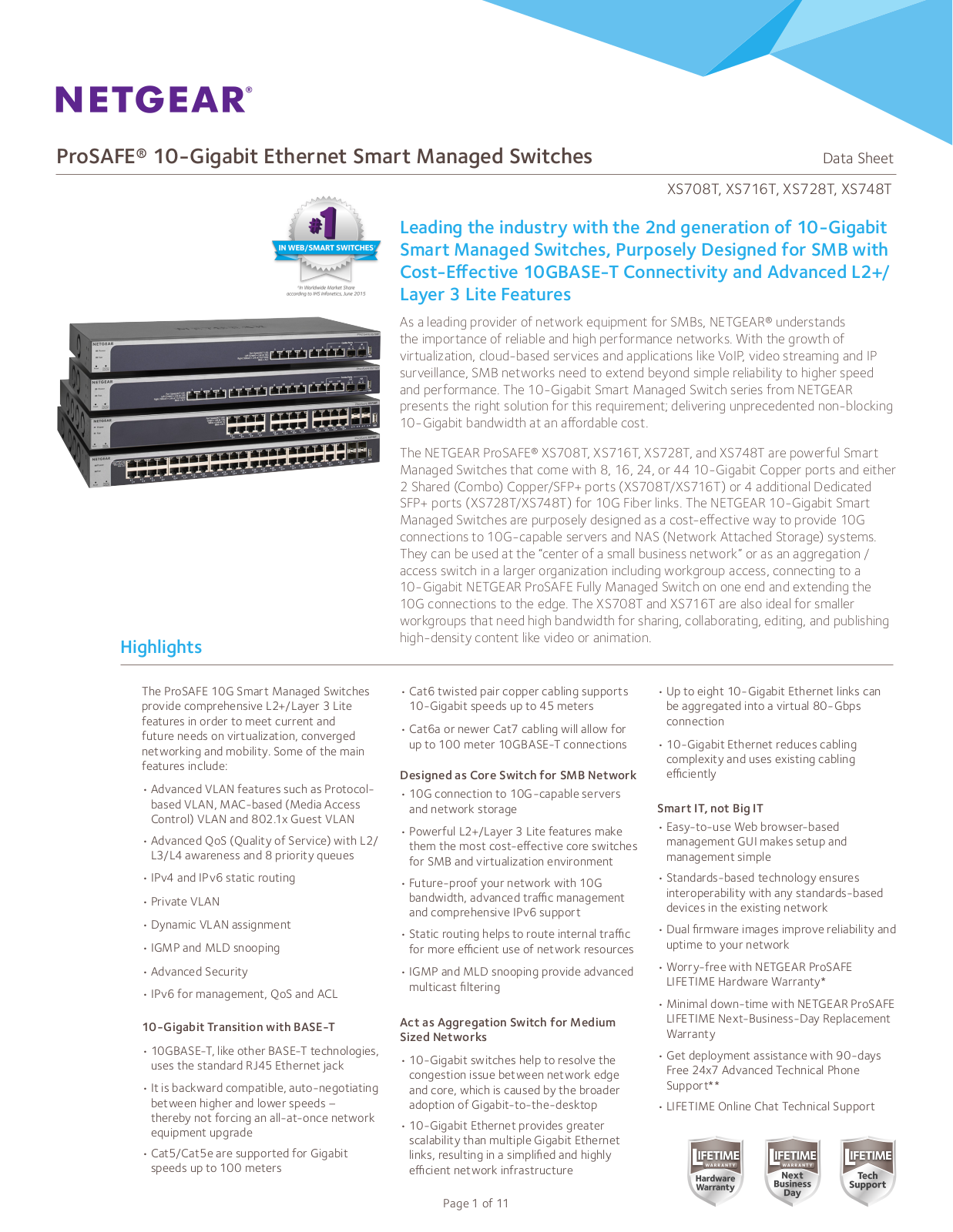 Netgear XS748T-100NES Product Data Sheet