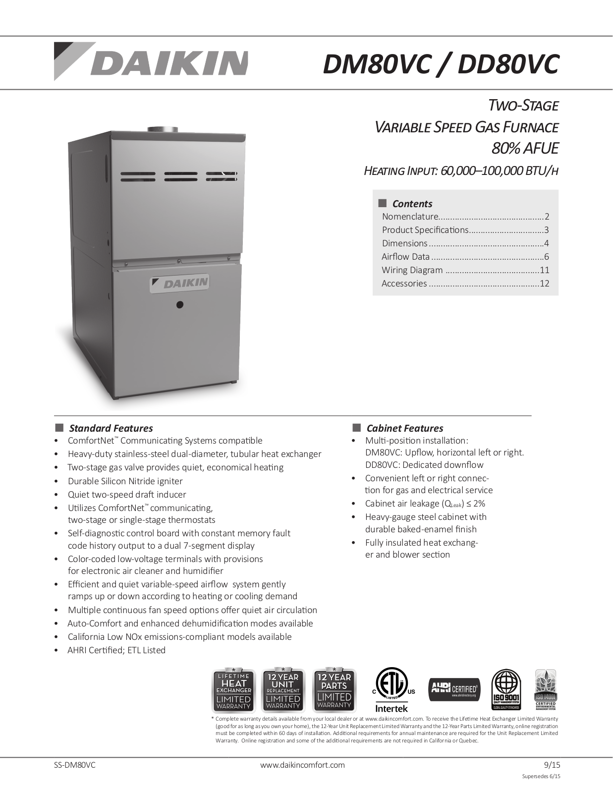 Goodman DD80VC1005CNA User Manual