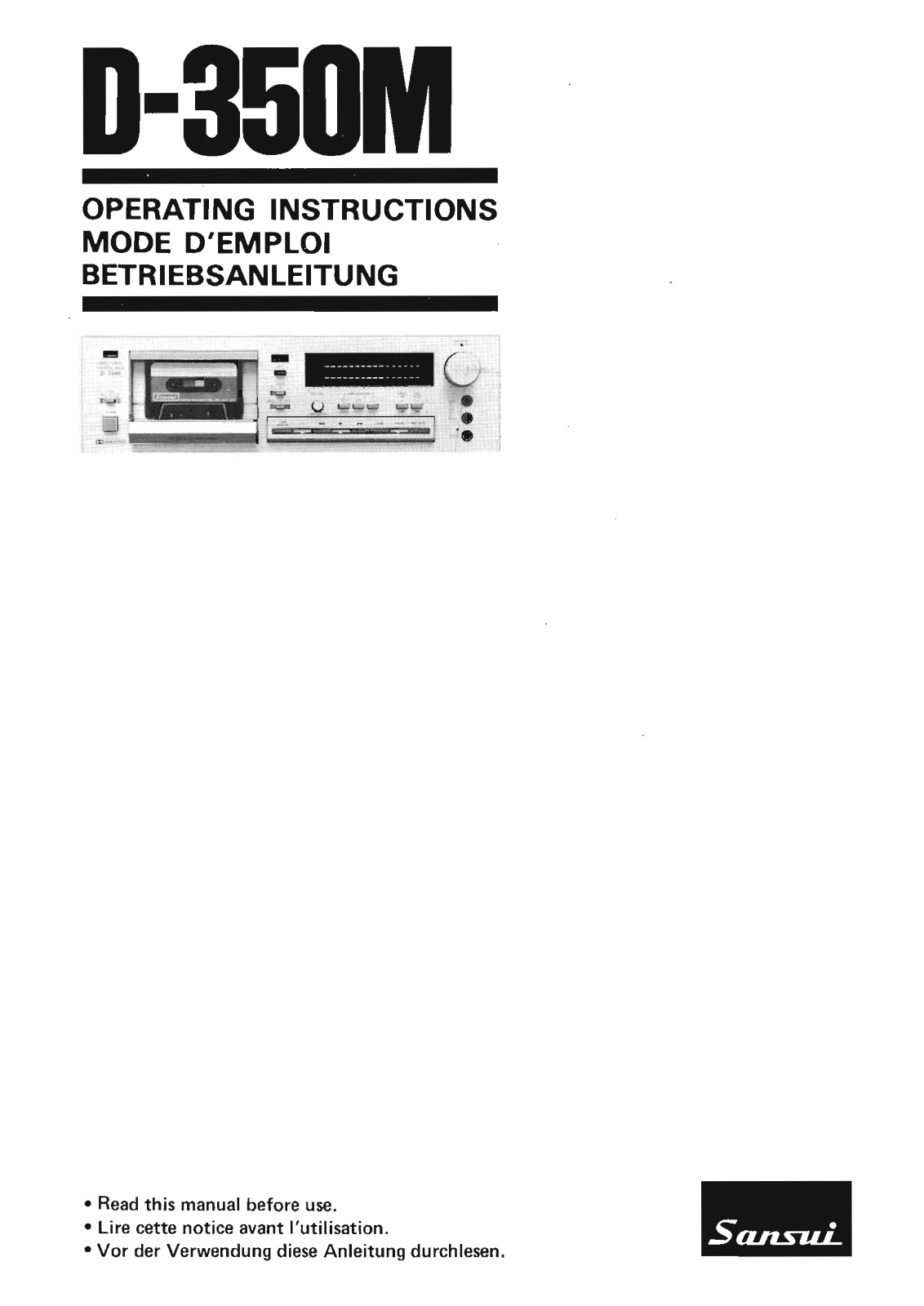 Sansui D-350-M Owners Manual