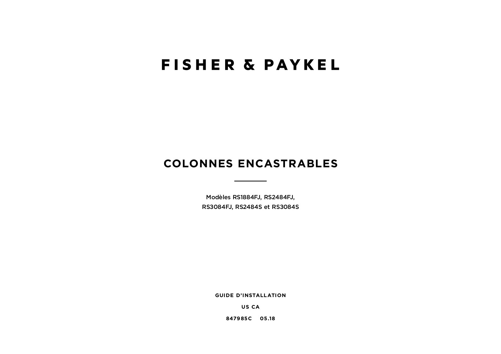 Fisher Paykel RS1884FLJK1 User Manual