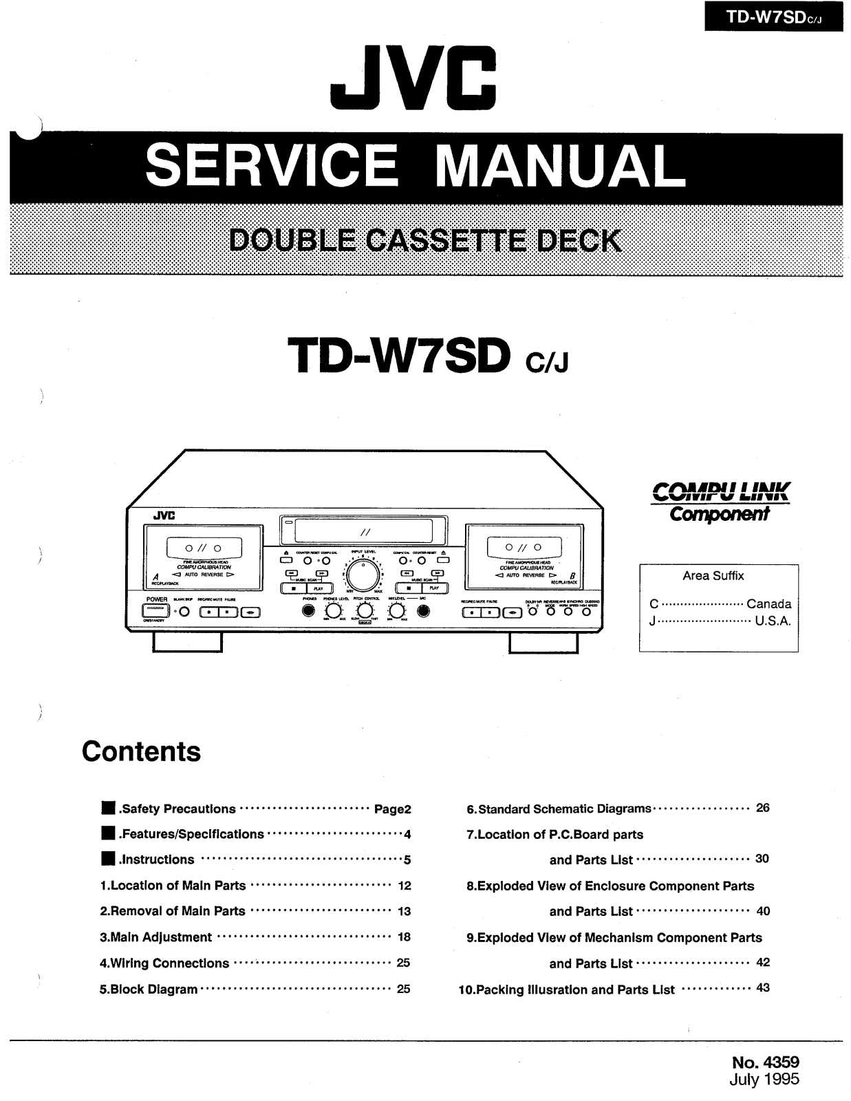 JVC TD-W7SDC, TD-W7SDJ Service Manual