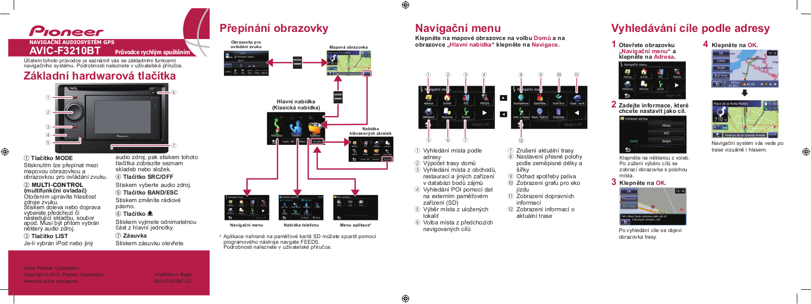 Pioneer AVIC-F3210BT Quickstart manual