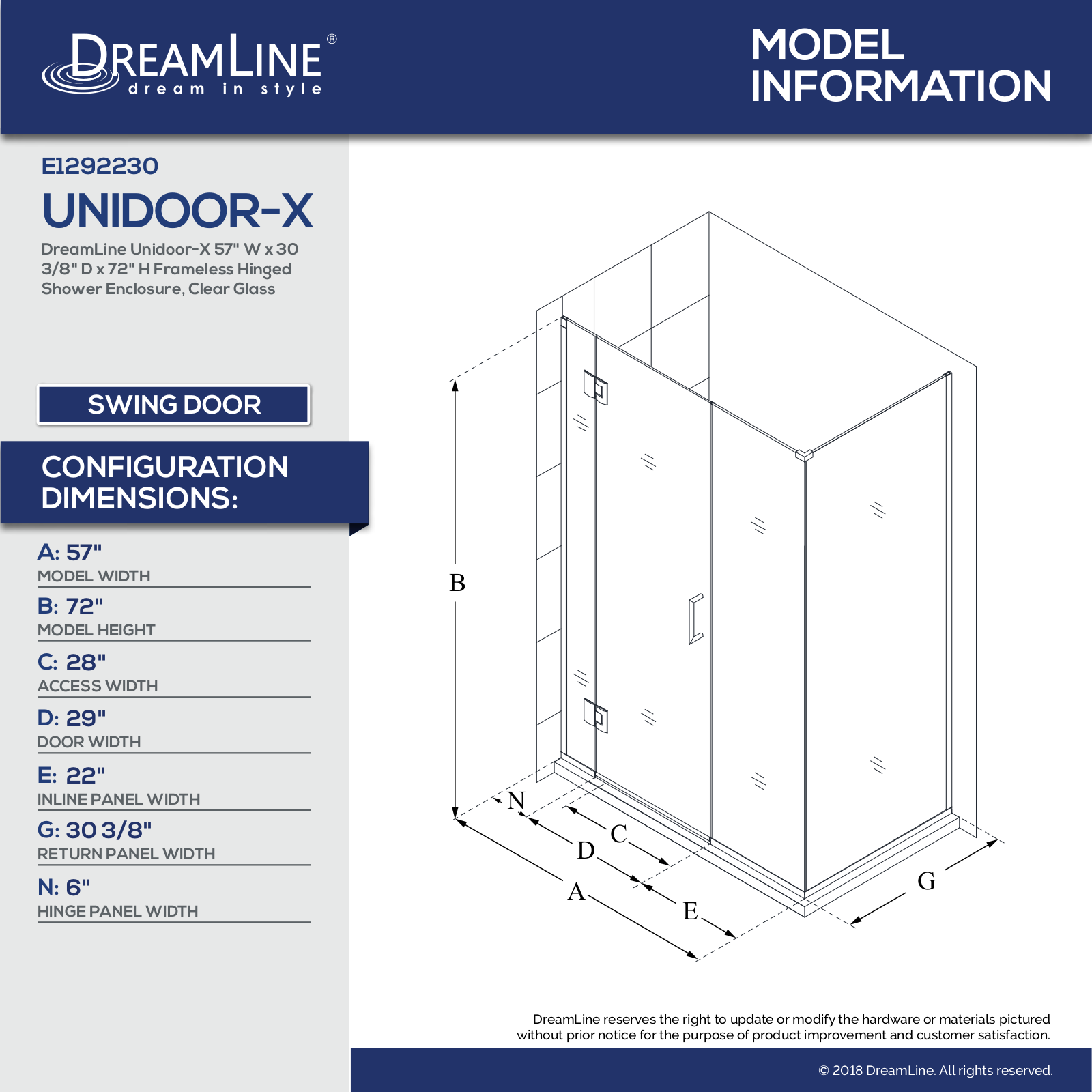 DreamLine DLN3895 Specifications & Dimension - ManualMachine.com