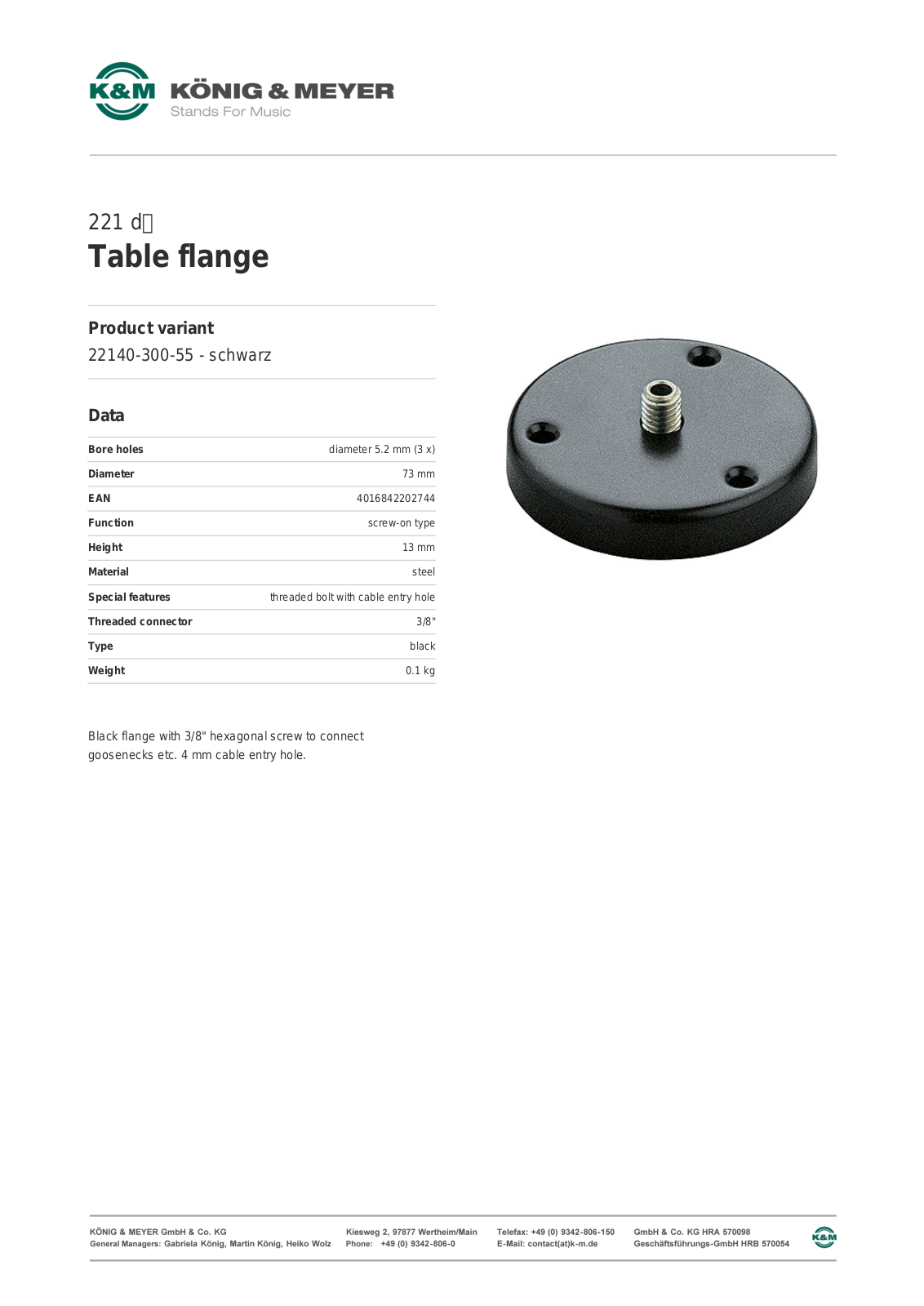 K&M 221D Data Sheet