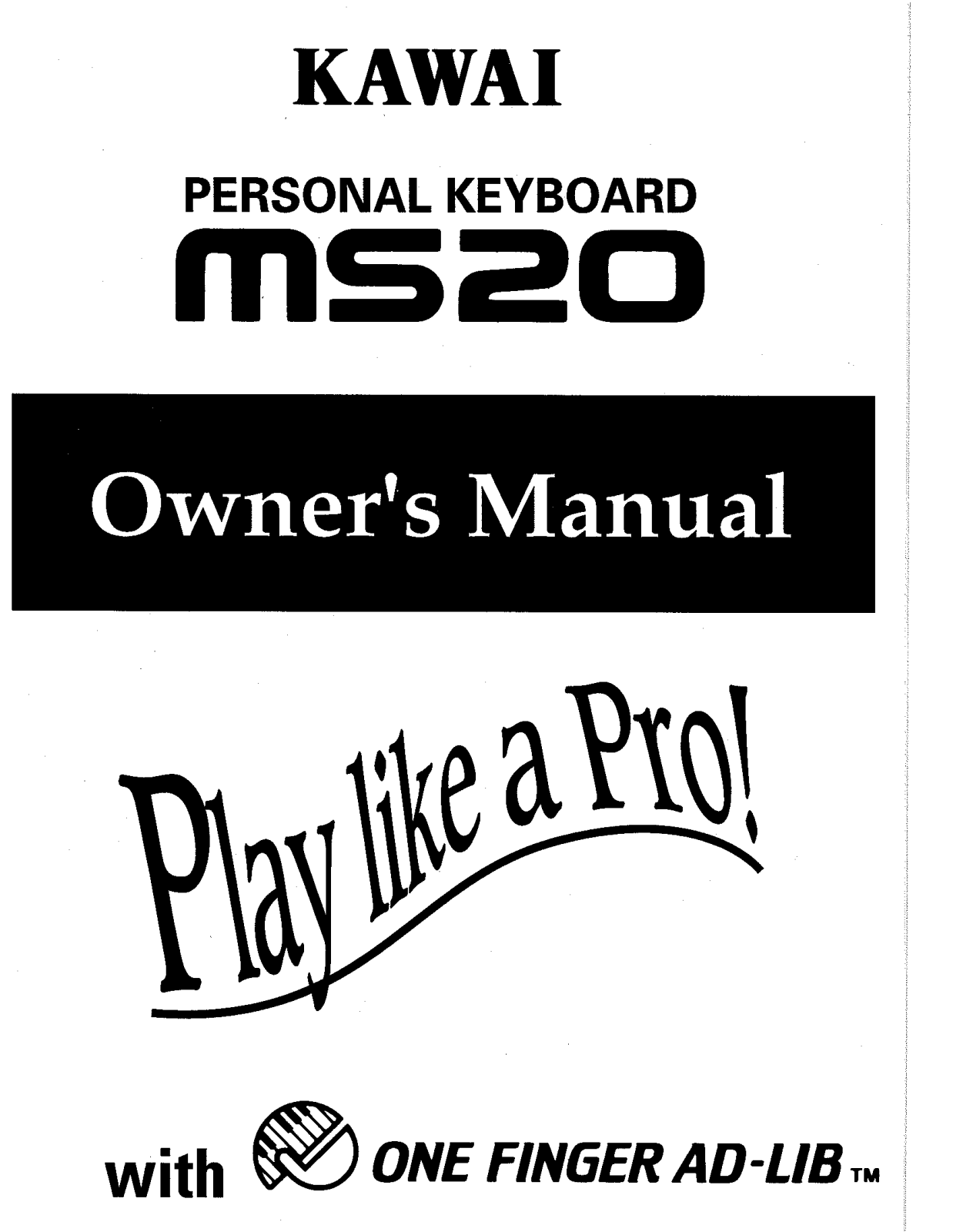 Kawai MS20 User Manual