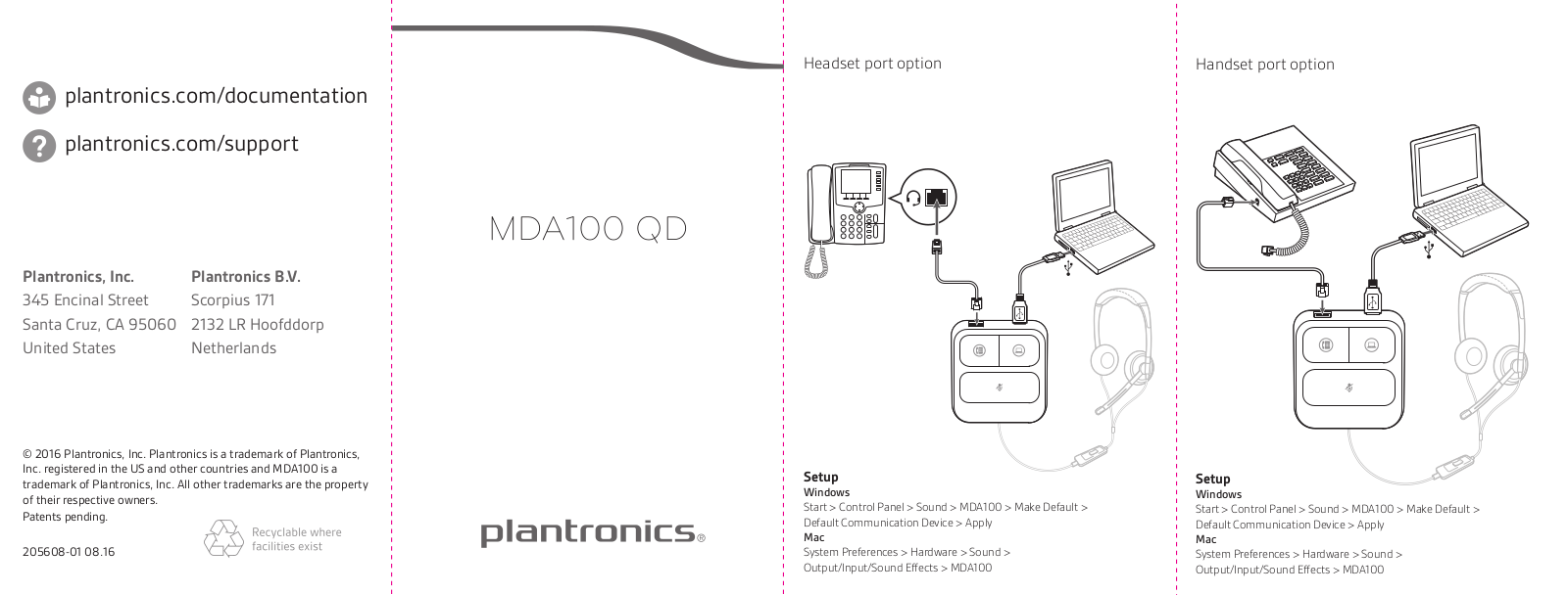 Platronics MDA100 QD Quick Start Guide - ManualMachine.com