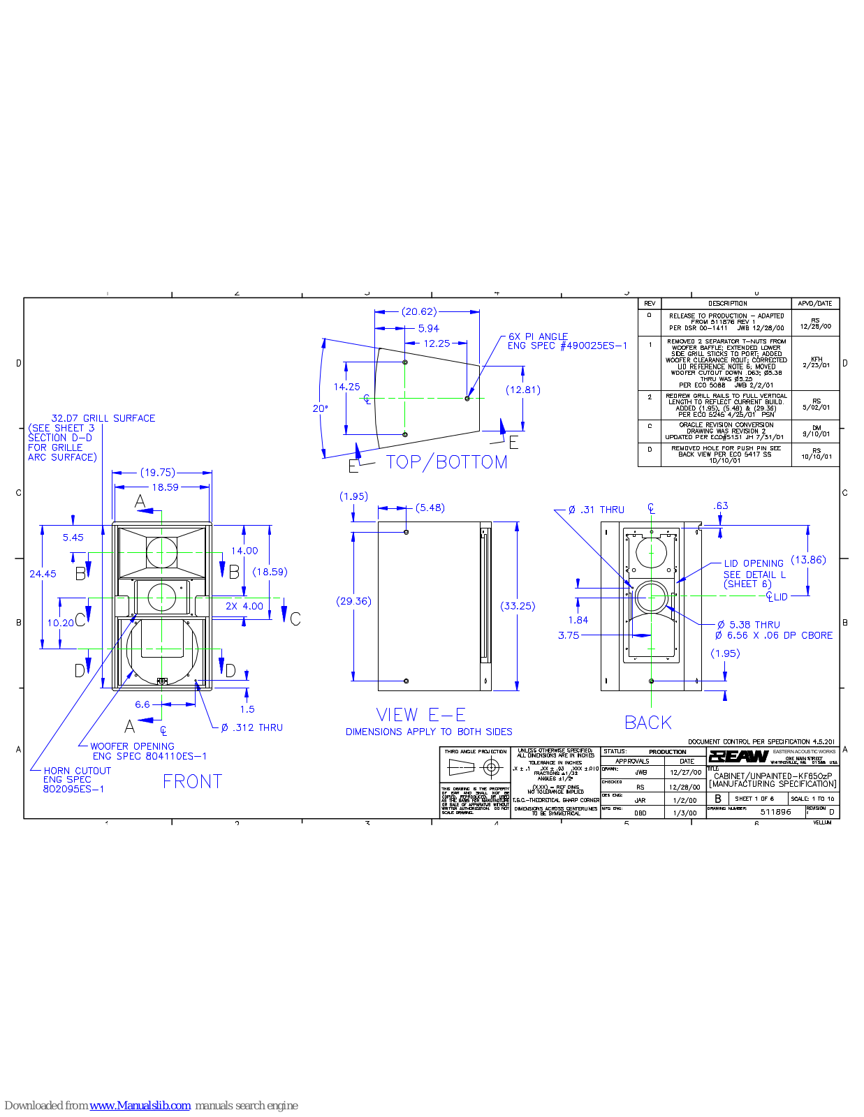 EAW Virtural Array KF650ZP Dimensional Drawing