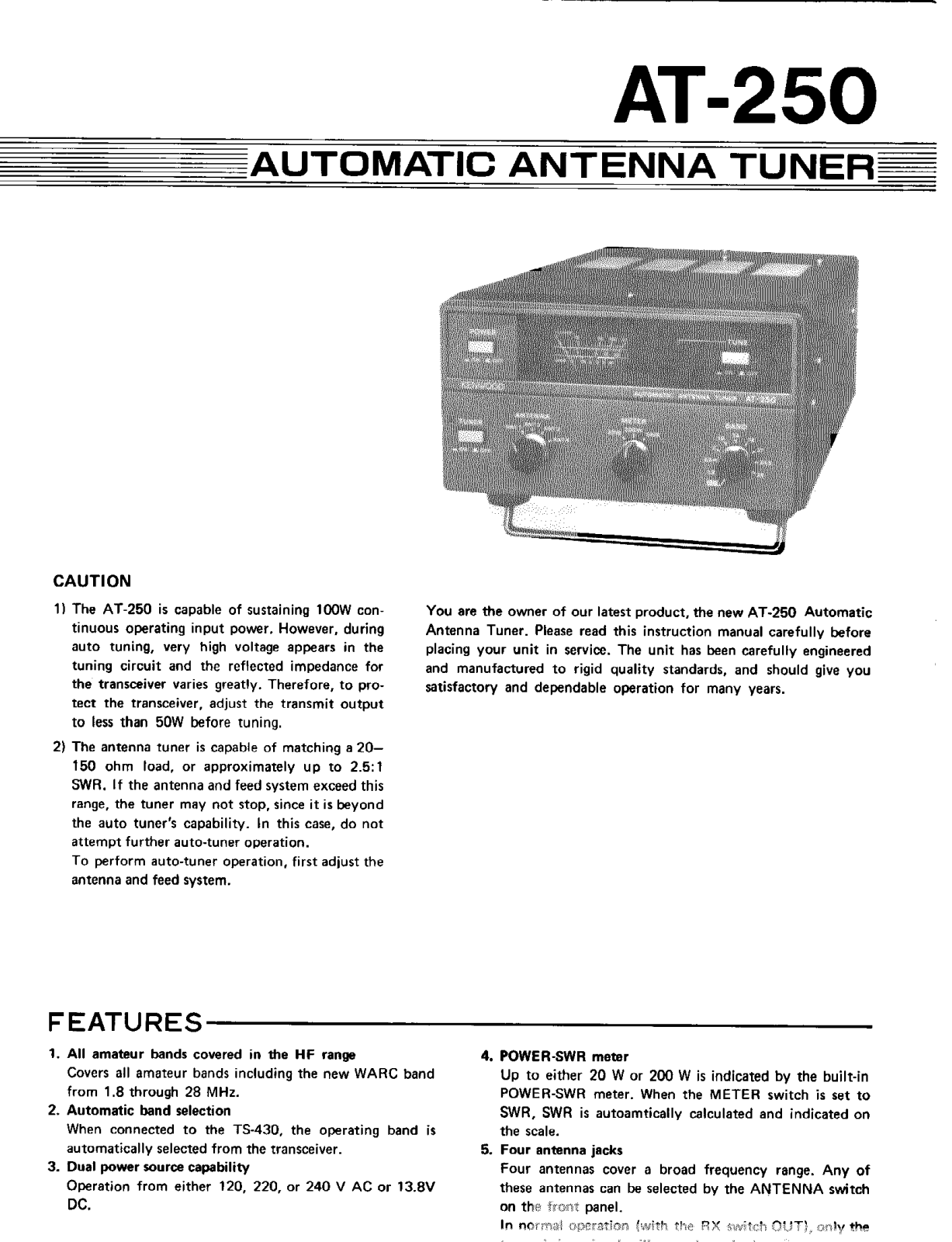 Kenwood AT-250 User Manual