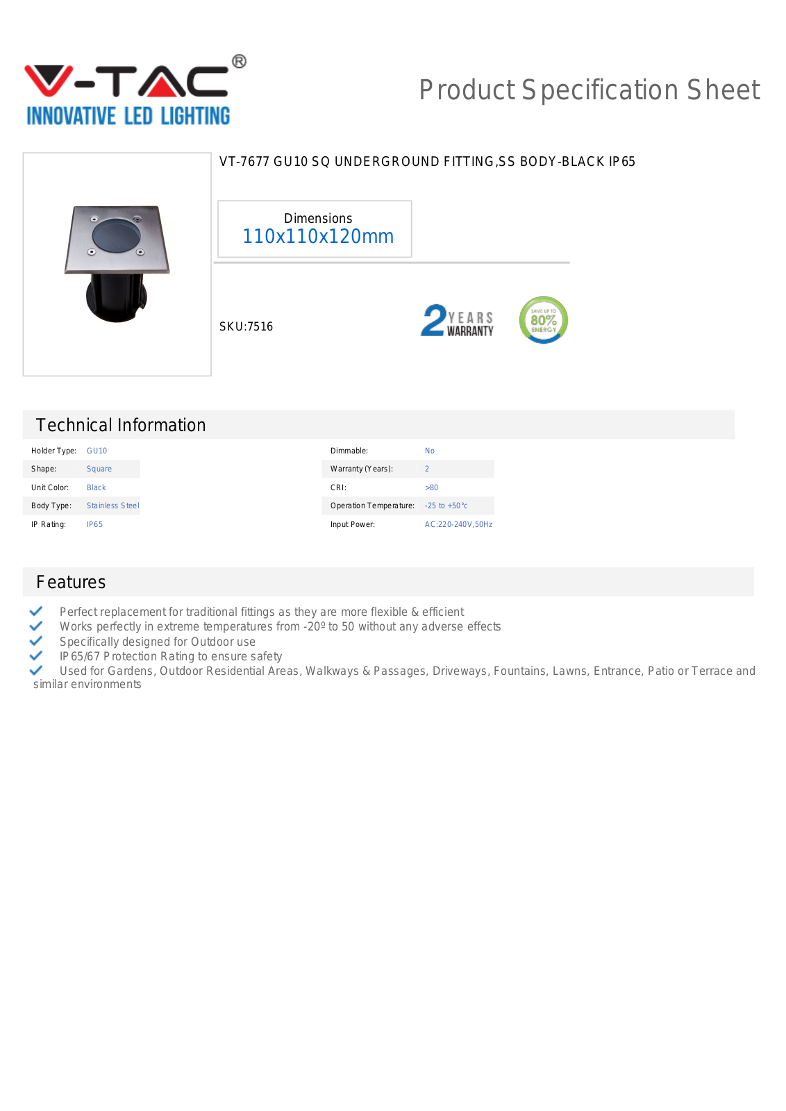 V-TAC VT-7516 Datasheet - ManualMachine.com