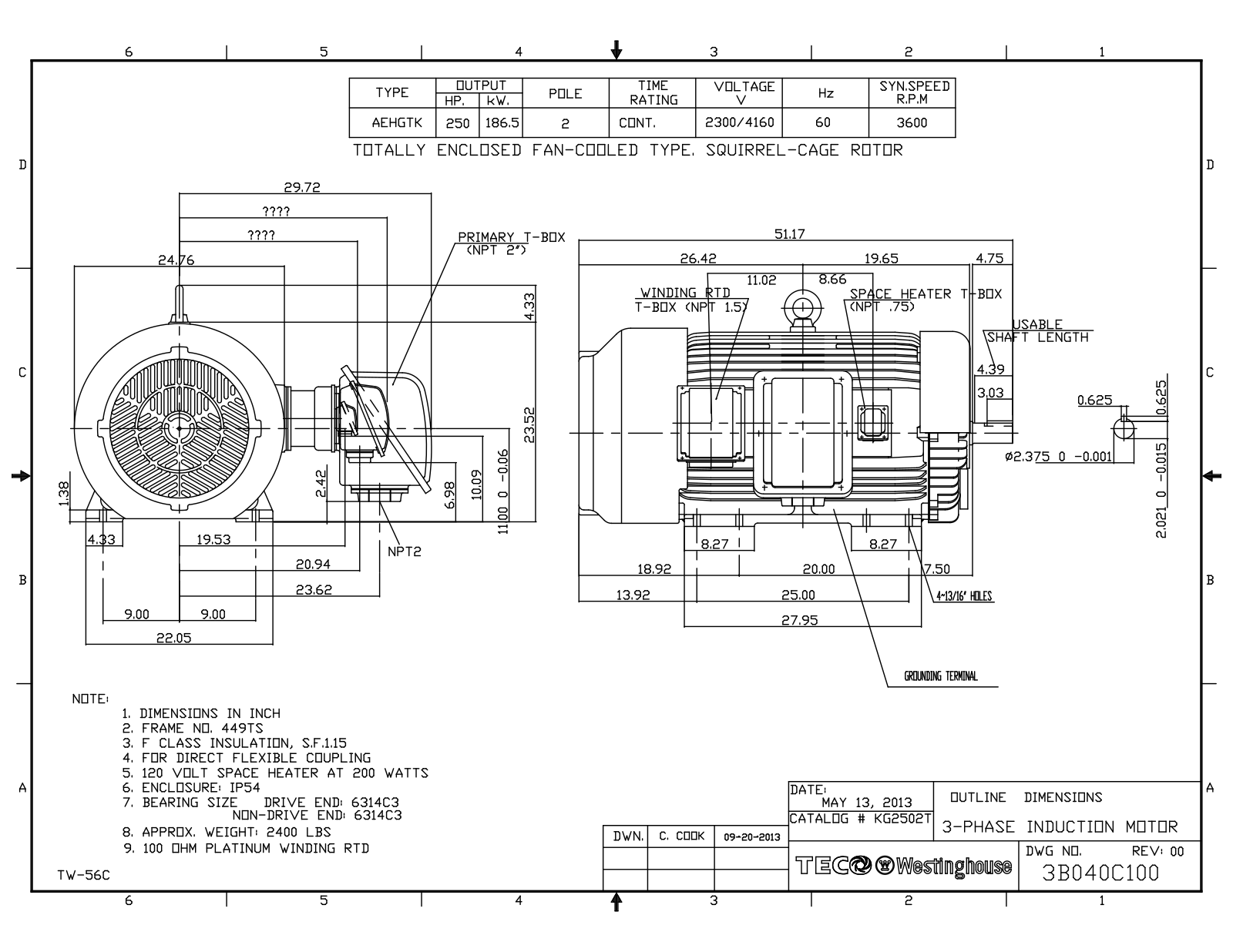 Teco KG2502T Reference Drawing