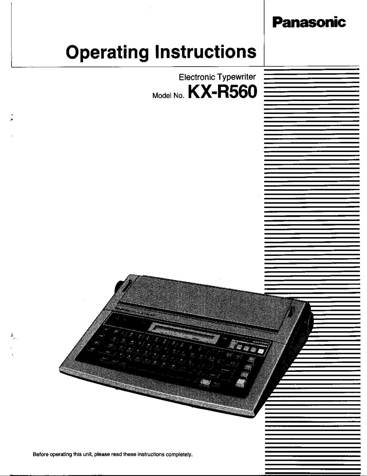 Panasonic kx-r560 Operation Manual