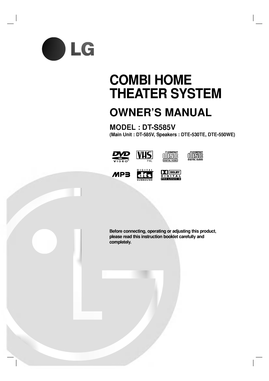 LG DT-585V User manual