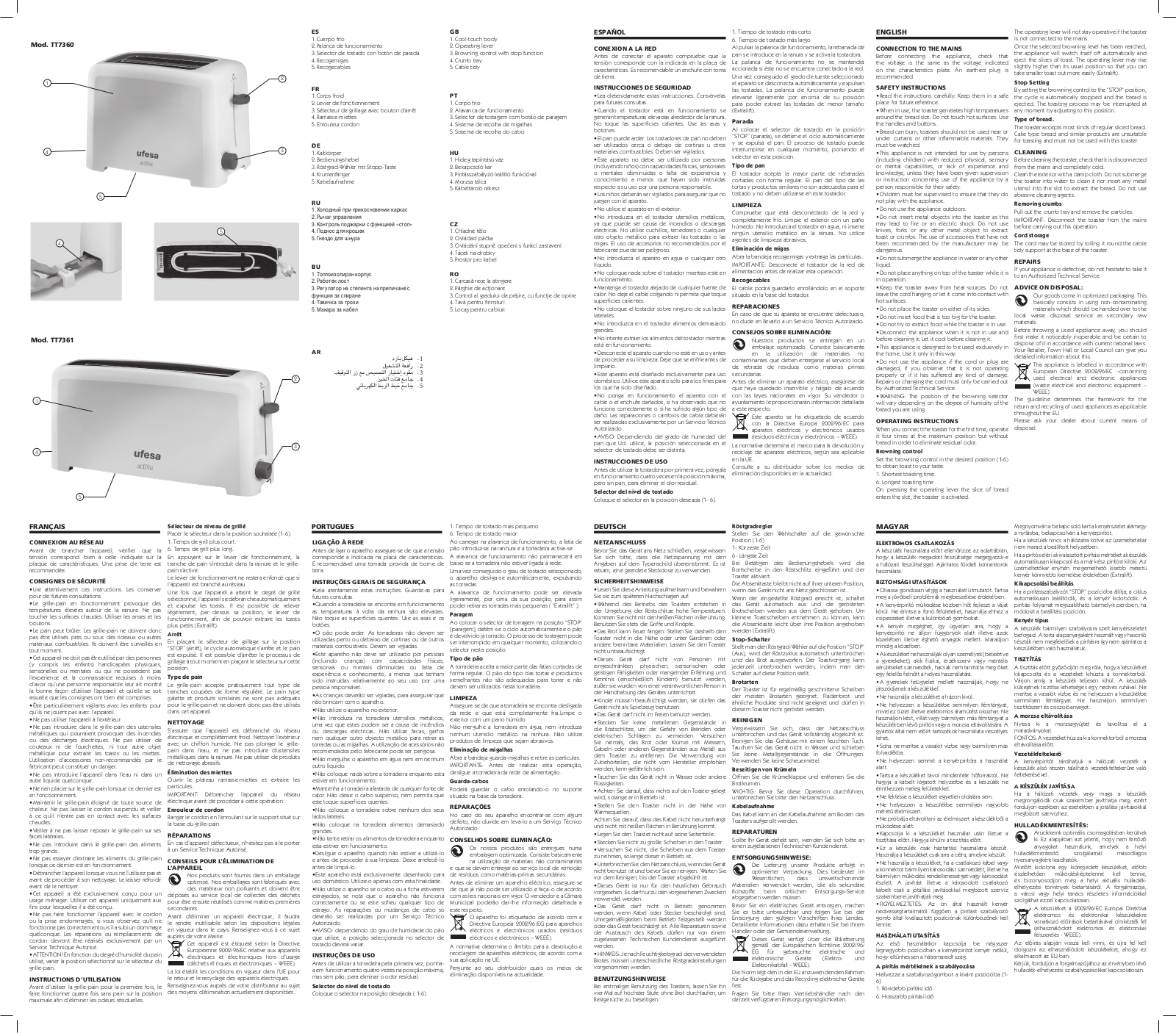 Ufesa TT7360, TT7361 User Manual