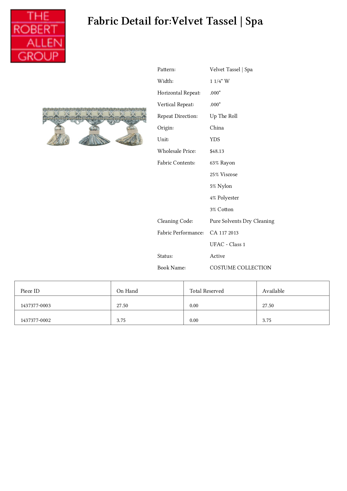 Robert Allen RALF1187 Specifications - ManualMachine.com