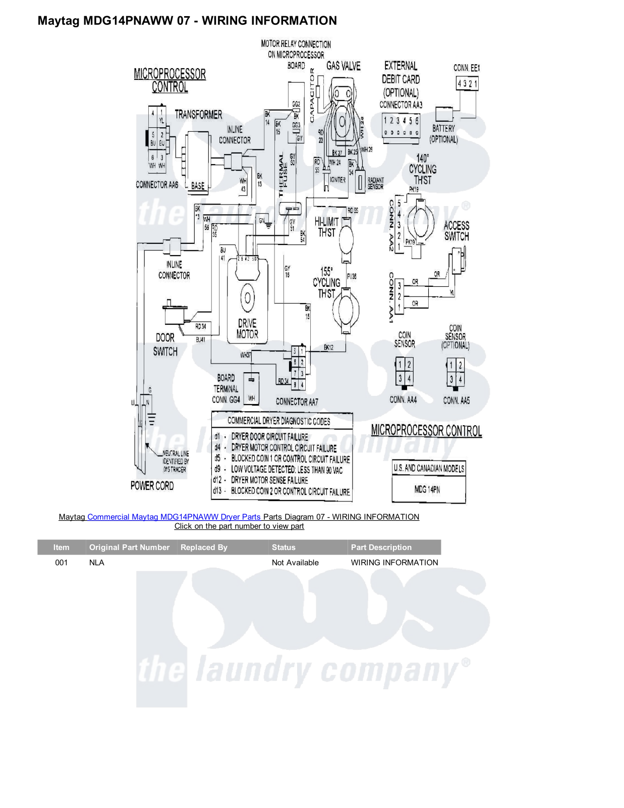 Maytag MDG14PNAWW Parts Diagram