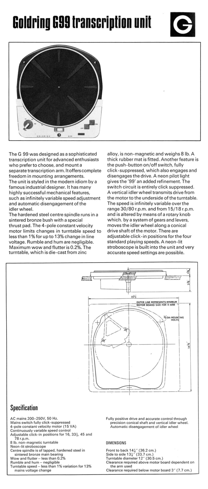 Goldring G-99 Brochure