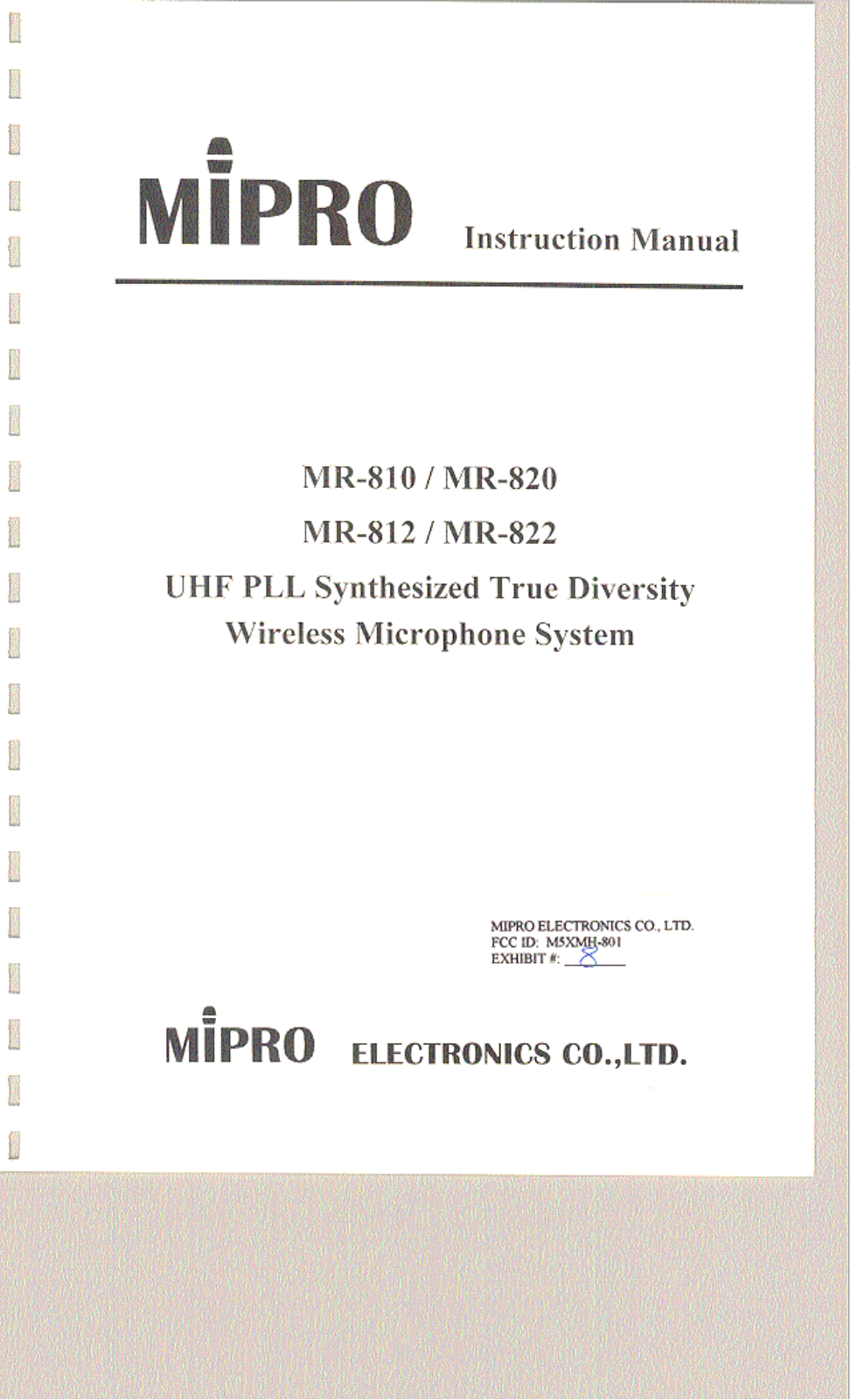 Mipro Electronics Co MH801 Users manual