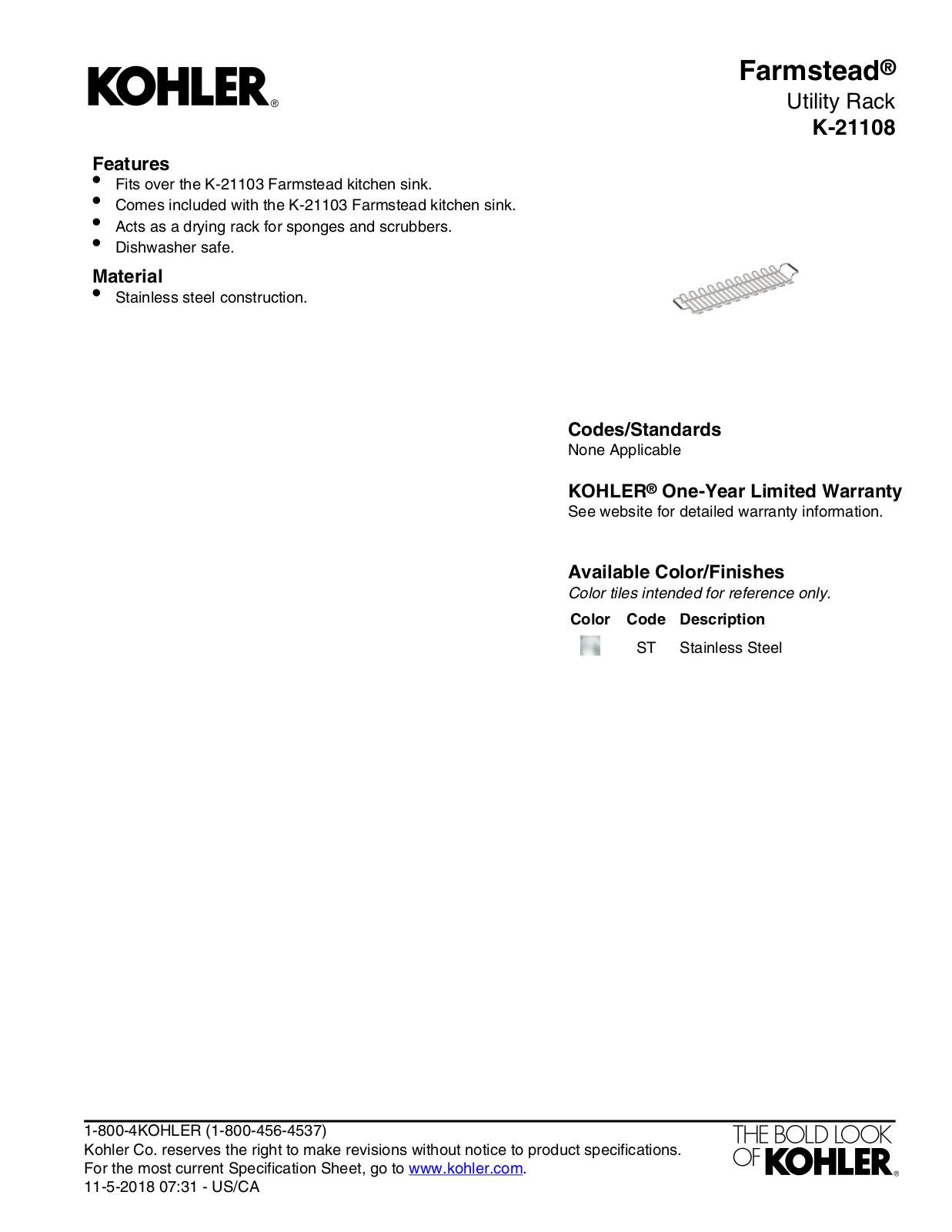 Kohler LBPR1538 Specifications - ManualMachine.com