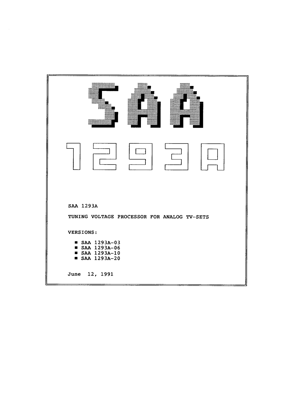 Micronas Intermetall SAA1293A-03, SAA1293A-06, SAA1293A-10, SAA1293A-20 Datasheet