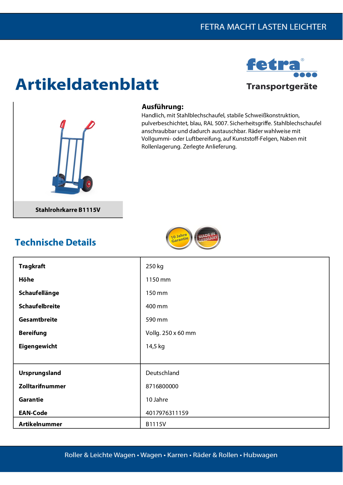 fetra B1115V User Manual