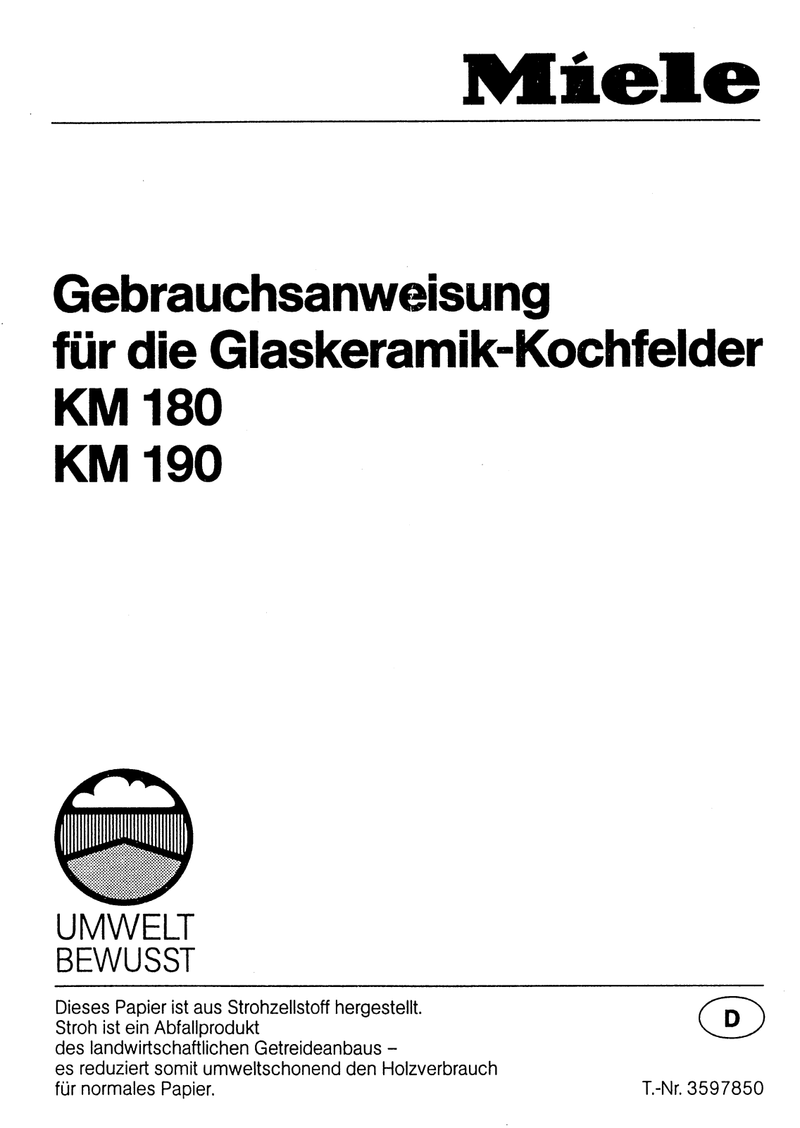 Miele KM 180, KM 190 User manual