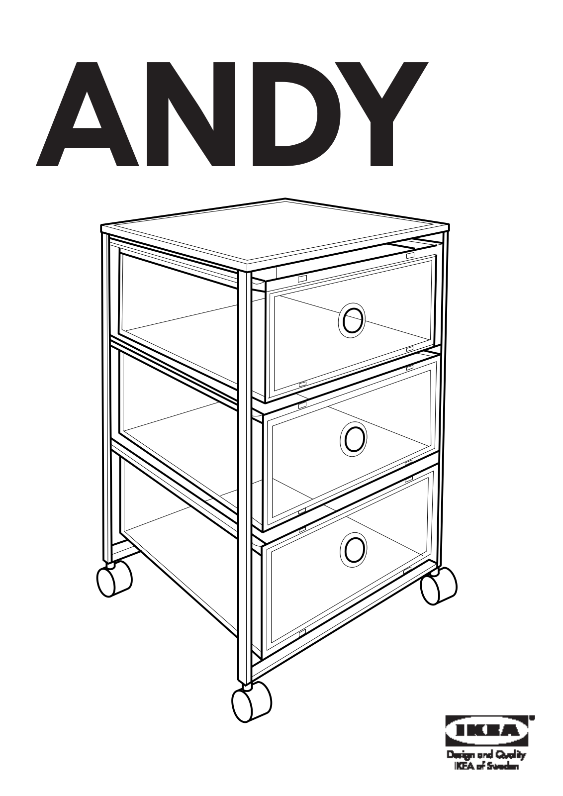 IKEA ANDY DRAWER UNIT W-CASTERS 15X23 Assembly Instruction