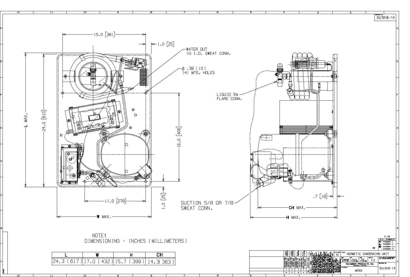 Tecumseh AWA2453ZXDXW, AWA2488ZXDXW Drawing Data