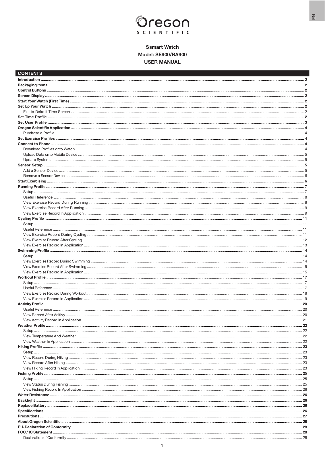 OREGON SCIENTIFIC RA900 User Manual