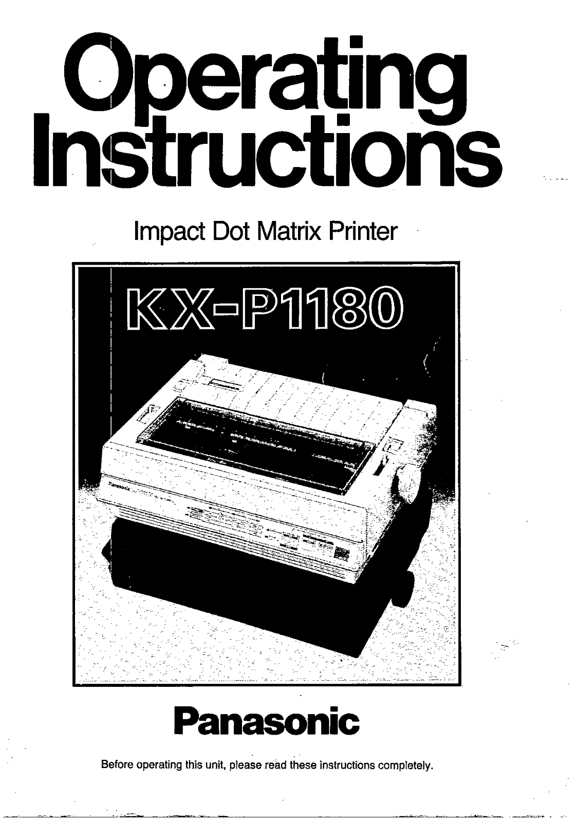 Panasonic KX-P1180 User Manual