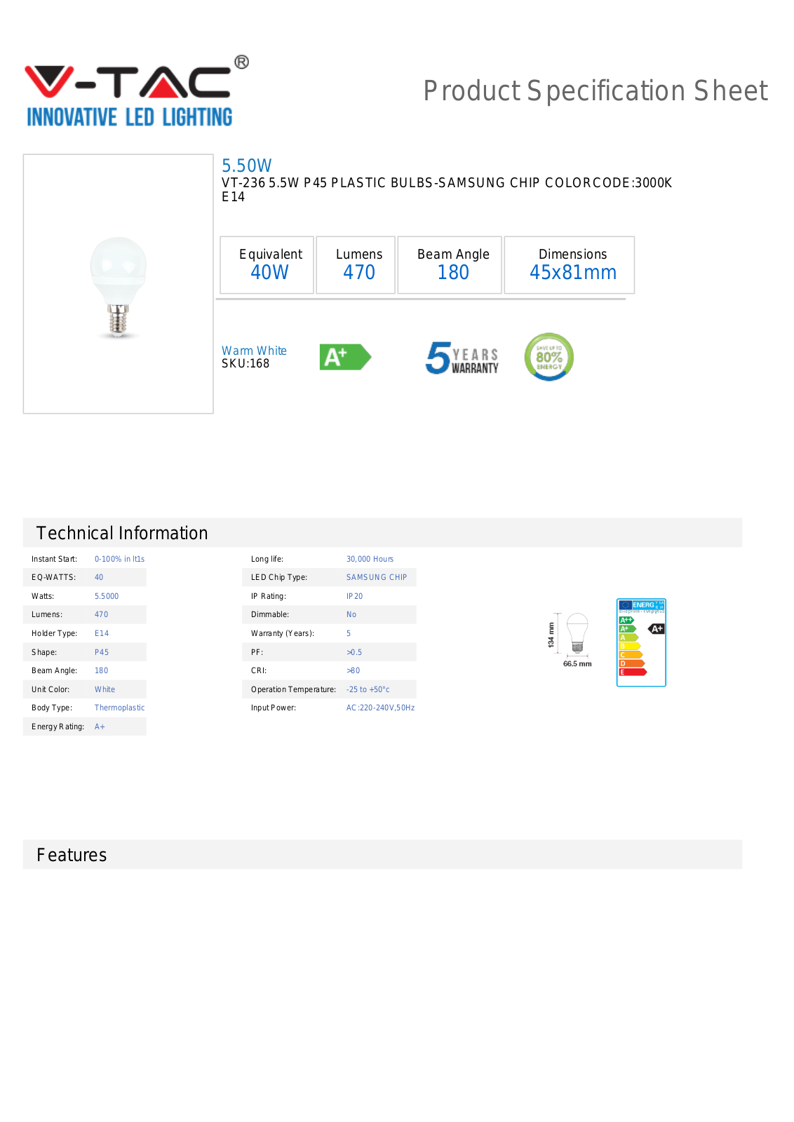 V-TAC VT-168 Datasheet - ManualMachine.com